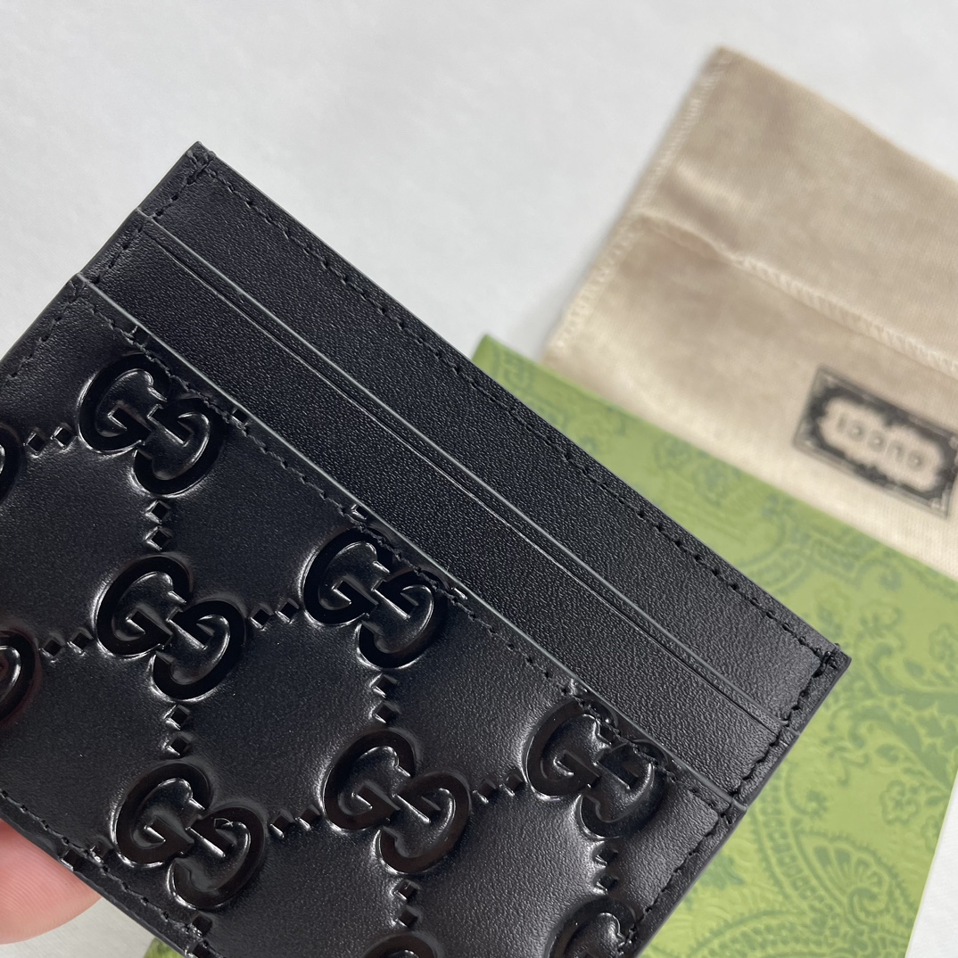 Double-G GG rubber-effect card case black-wallet - Gorchic - $35.99