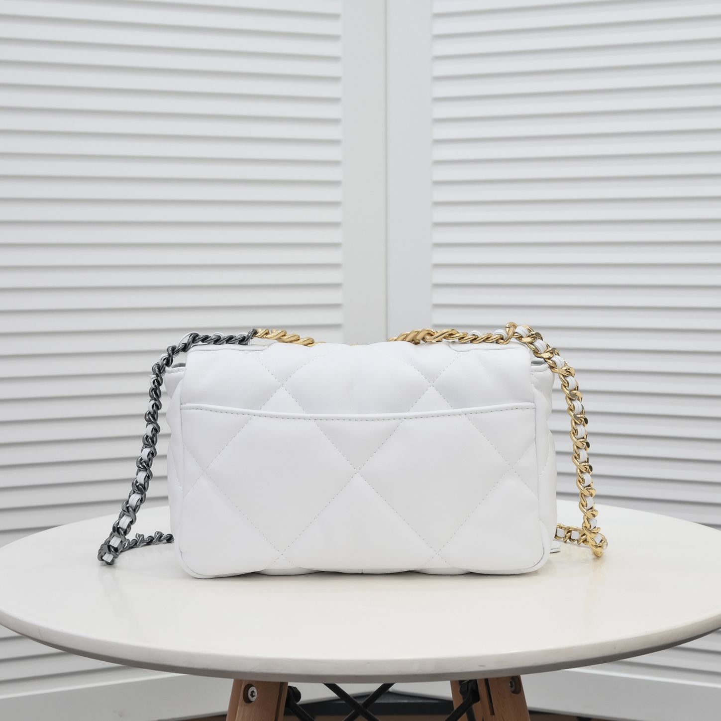 CC Inspired Calfskin Quilted CC Inspired 19 Flap Light White -Golden - Bag - Gorchic - $132.99