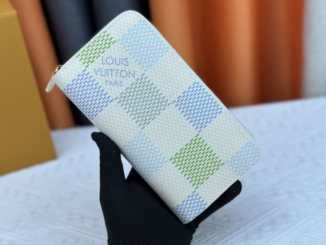 Designer Monogram  Damiericious Zippie Wallet Damier Canvas Wallet-Blue Plaid Wallet - Gorchic - $55.99