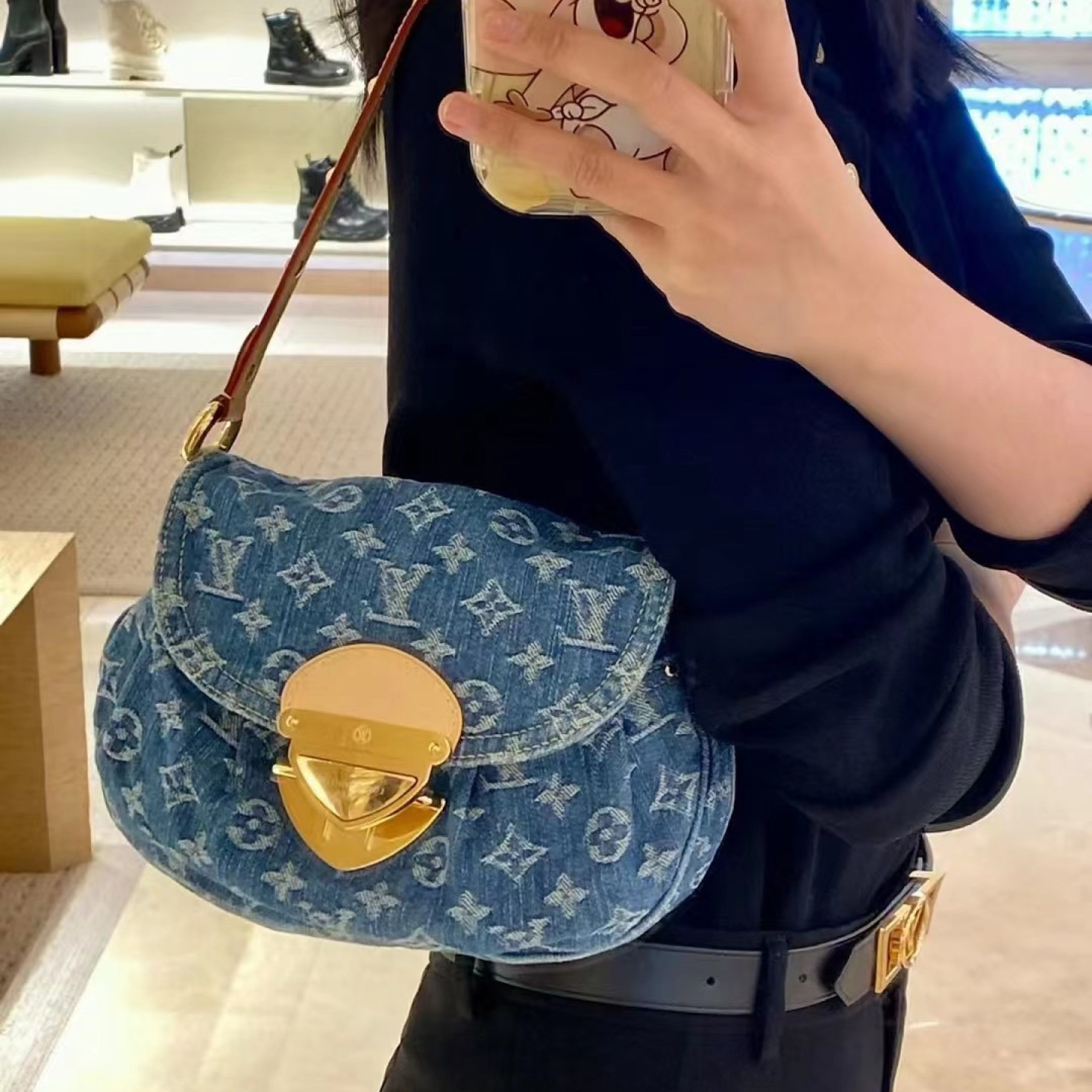 Designer Monogram New  Remix Sunset Denim bag - Gorchic - $131.99