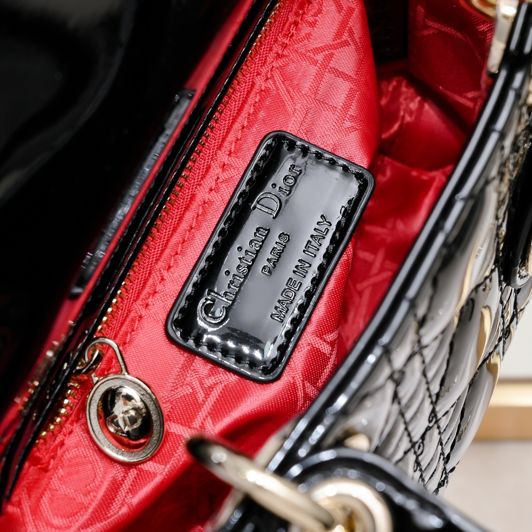 D Inspired Lady D Inspired Bag Powder Black Patent Cannage Calfskin Golden Hardware - Bag - Gorchic - $138.99