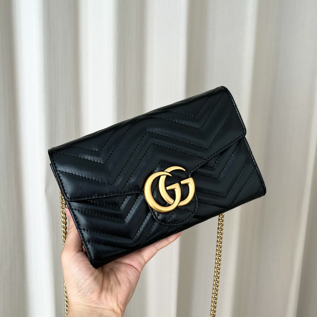 Double-G Marmont Chain Wallet - BlackWallet - Gorchic - $123.99