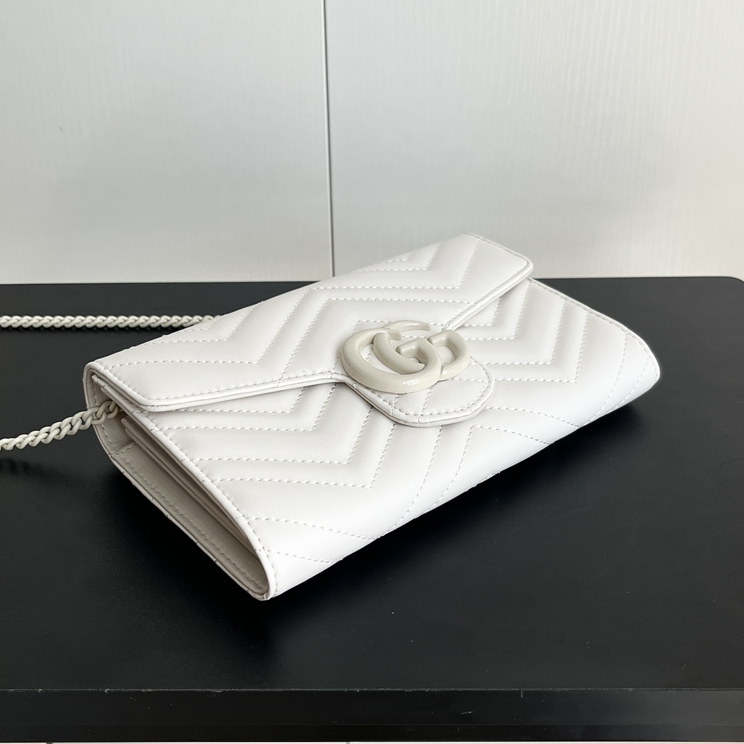 Double-G Marmont Chain Wallet - White Wallet - Gorchic - $123.99