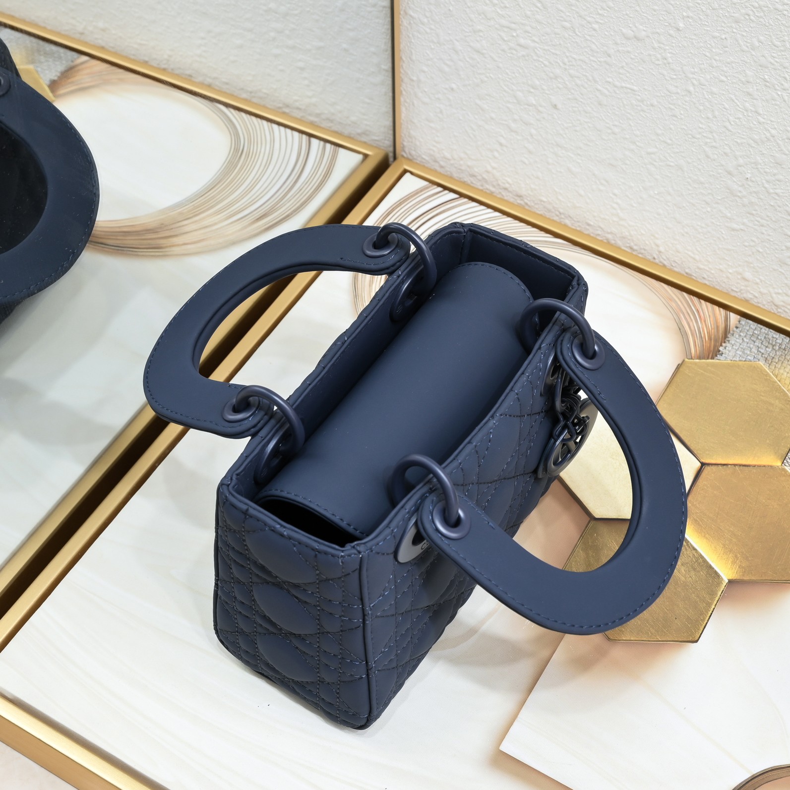 D Inspired Mini Lady D Inspired Bag Blue Ultramatte Calfskin - Bag - Gorchic - $138.99