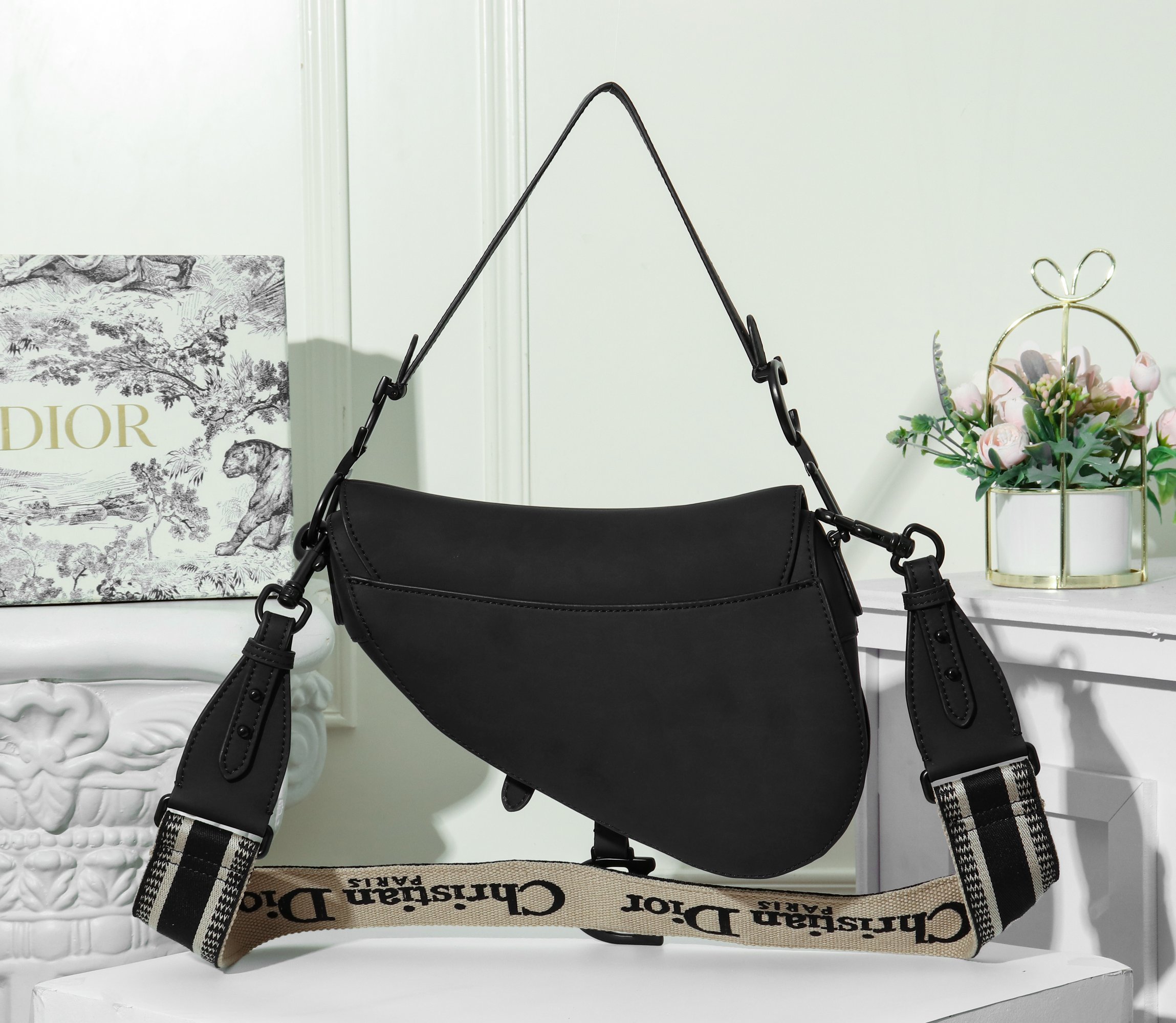 D Inspired Saddle Black Ultramatte Calfskin Bag - Gorchic - $138.99