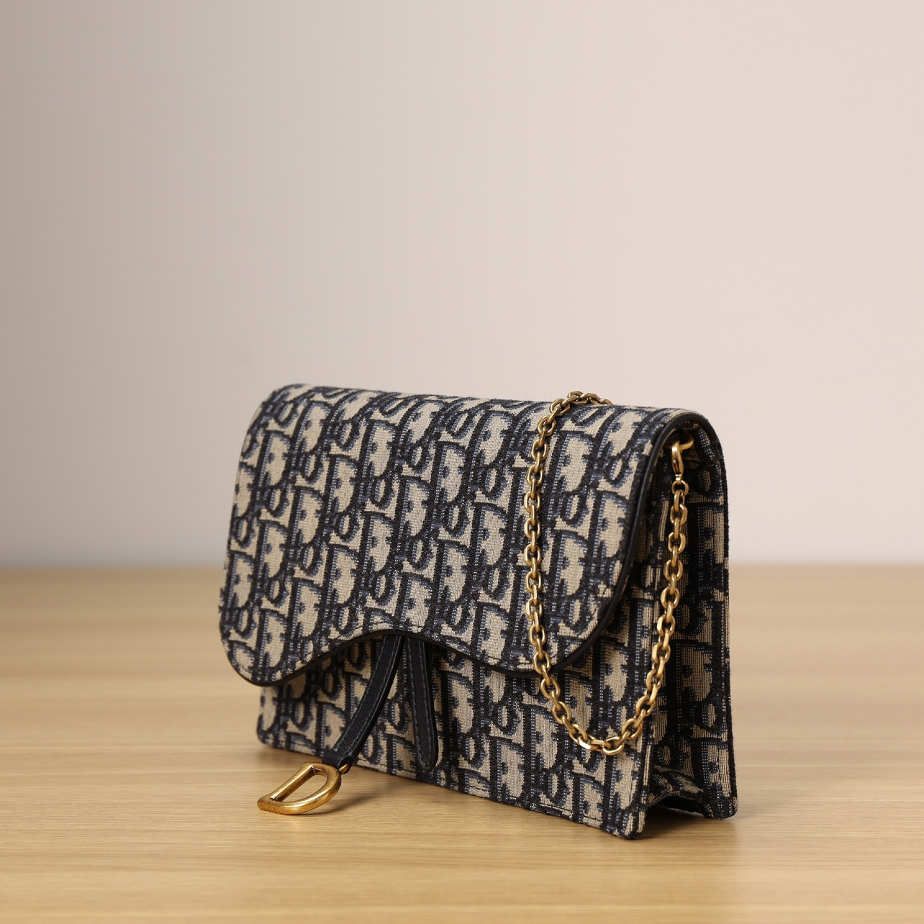 D Inspired LONG SADDLE WALLET WITH CHAIN Black D Inspired Oblique Jacquard - Bag - Gorchic - $138.99