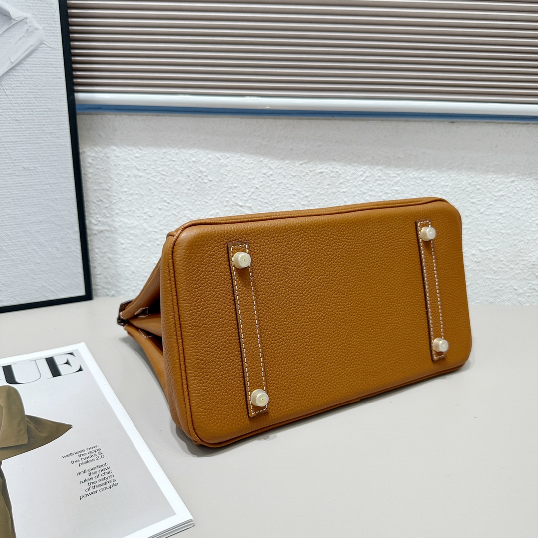 H-Inspired Birkin Togo Retourne Bag Golden Hardware-Brown Bag - Gorchic - $185.99