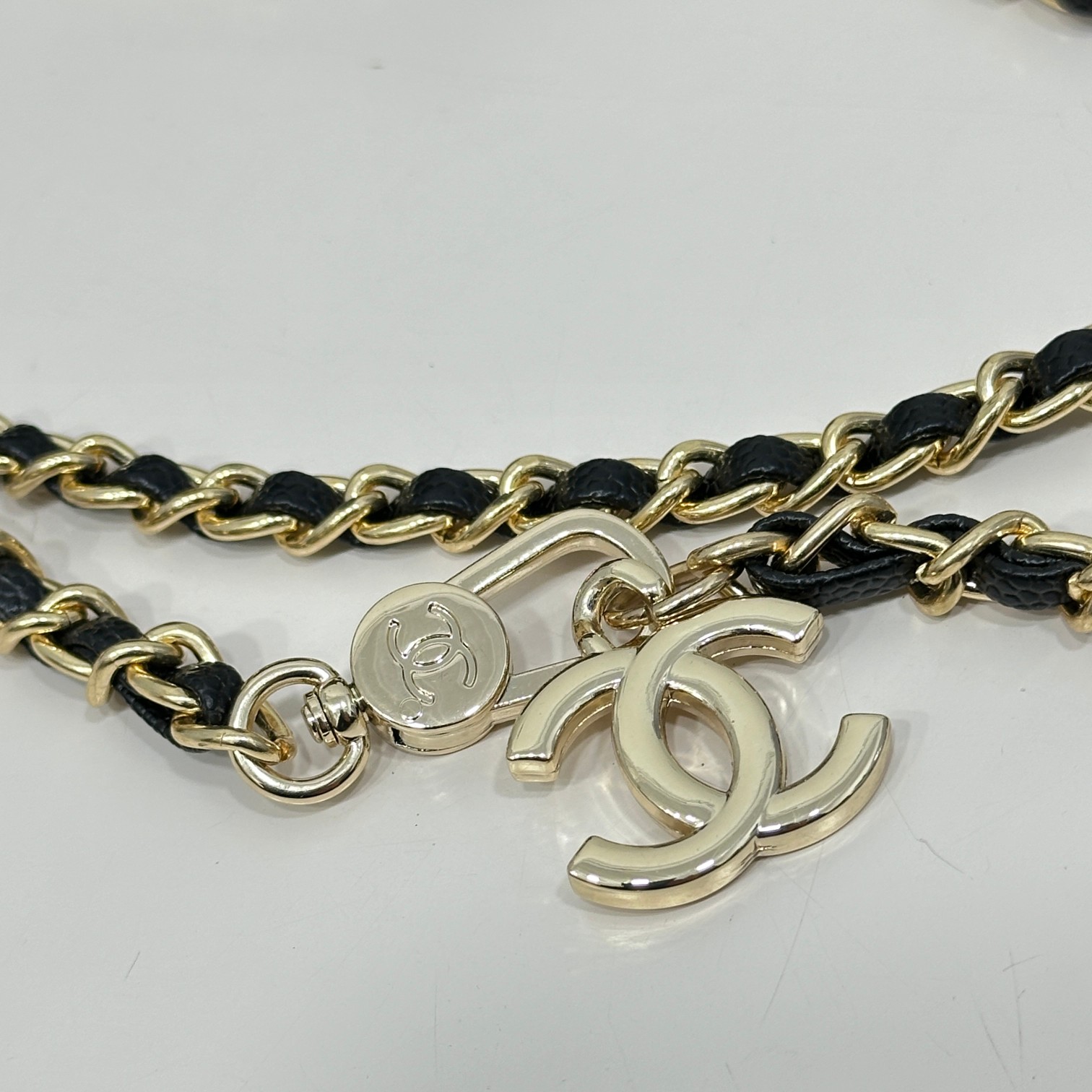 CC Inspired Black Metallic Calfskin Quilted Flap Chain Waist Bag - Gorchic - $83.99