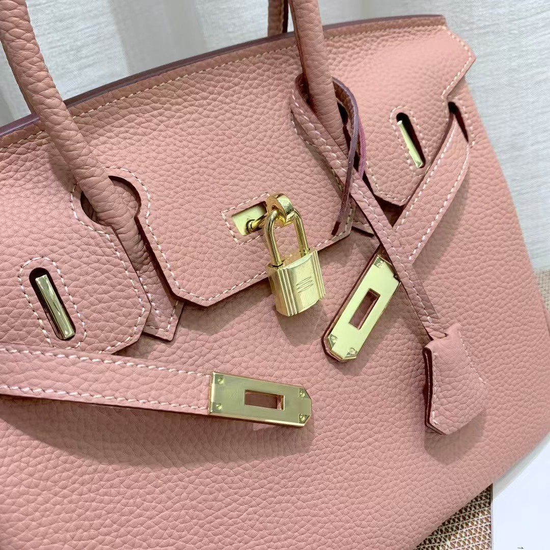 H-Inspired Birkin handbag in Rose Sakura Swift leather with Gold hardware - Gorchic - $166.99