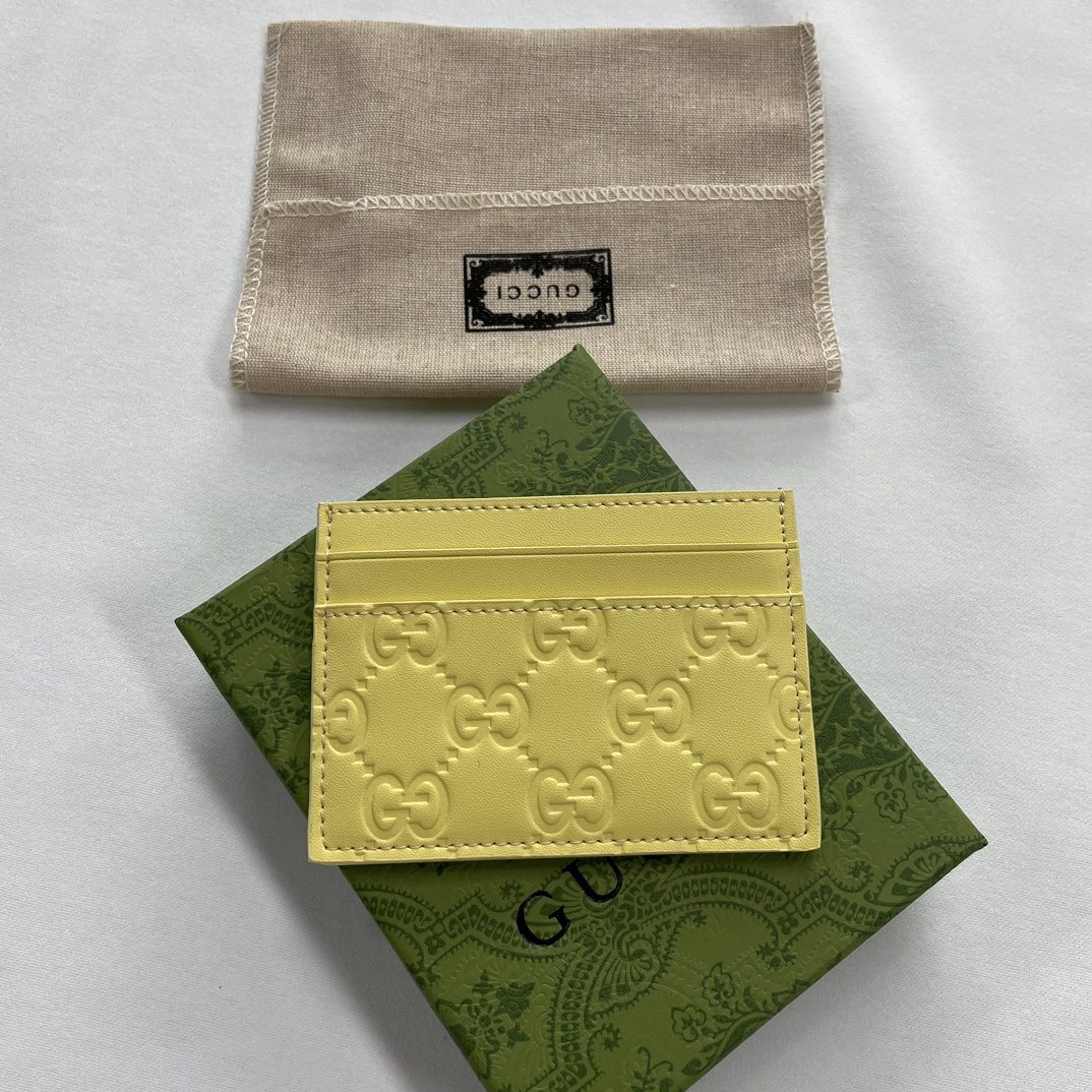 Double-G GG rubber-effect card case light yellow-wallet - Gorchic - $35.99