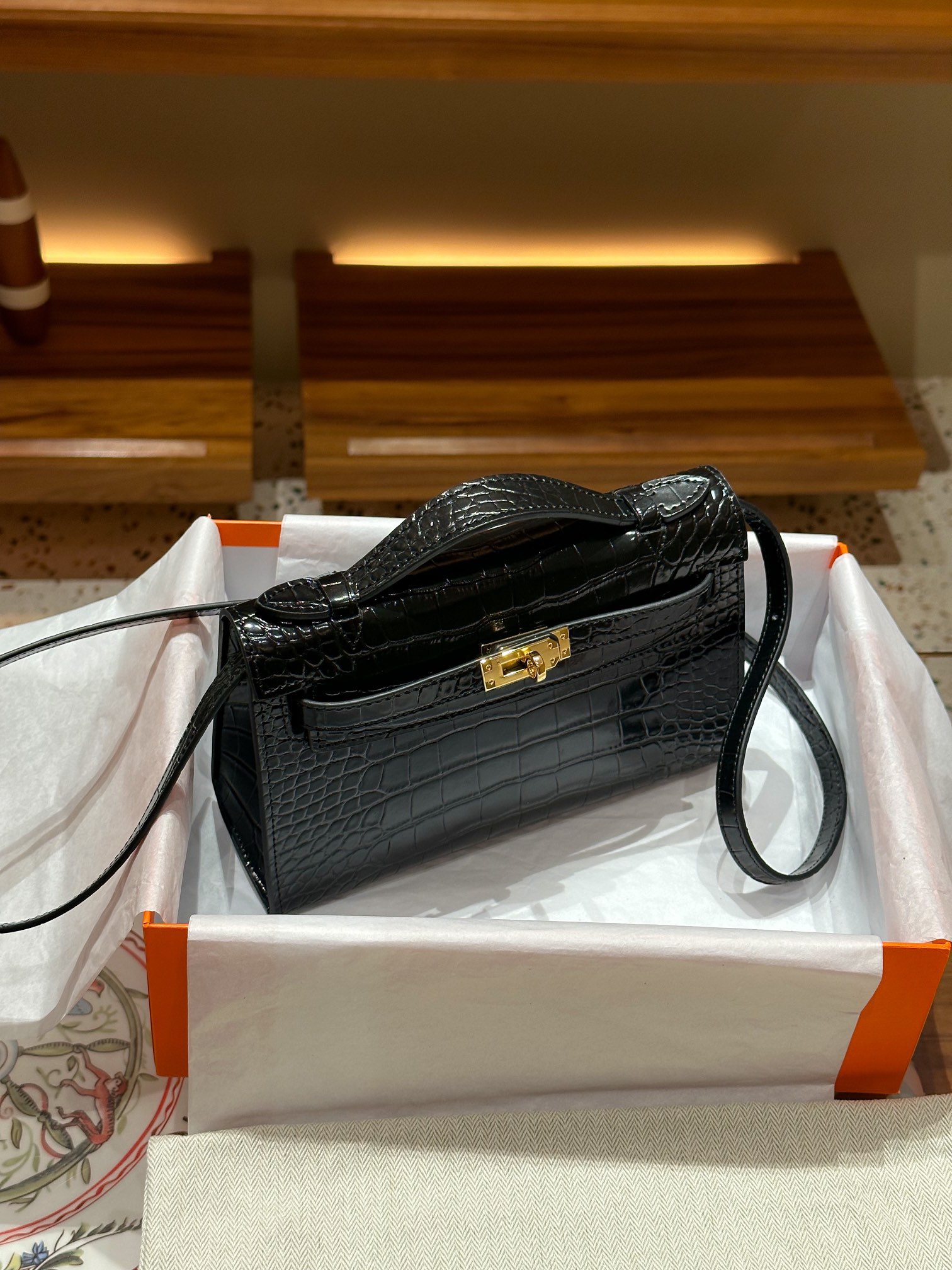 H-Inspired Kelly Mini 1st Kelly Pochette Generation Epsom Palm Leather-Black - Gorchic - $146.99