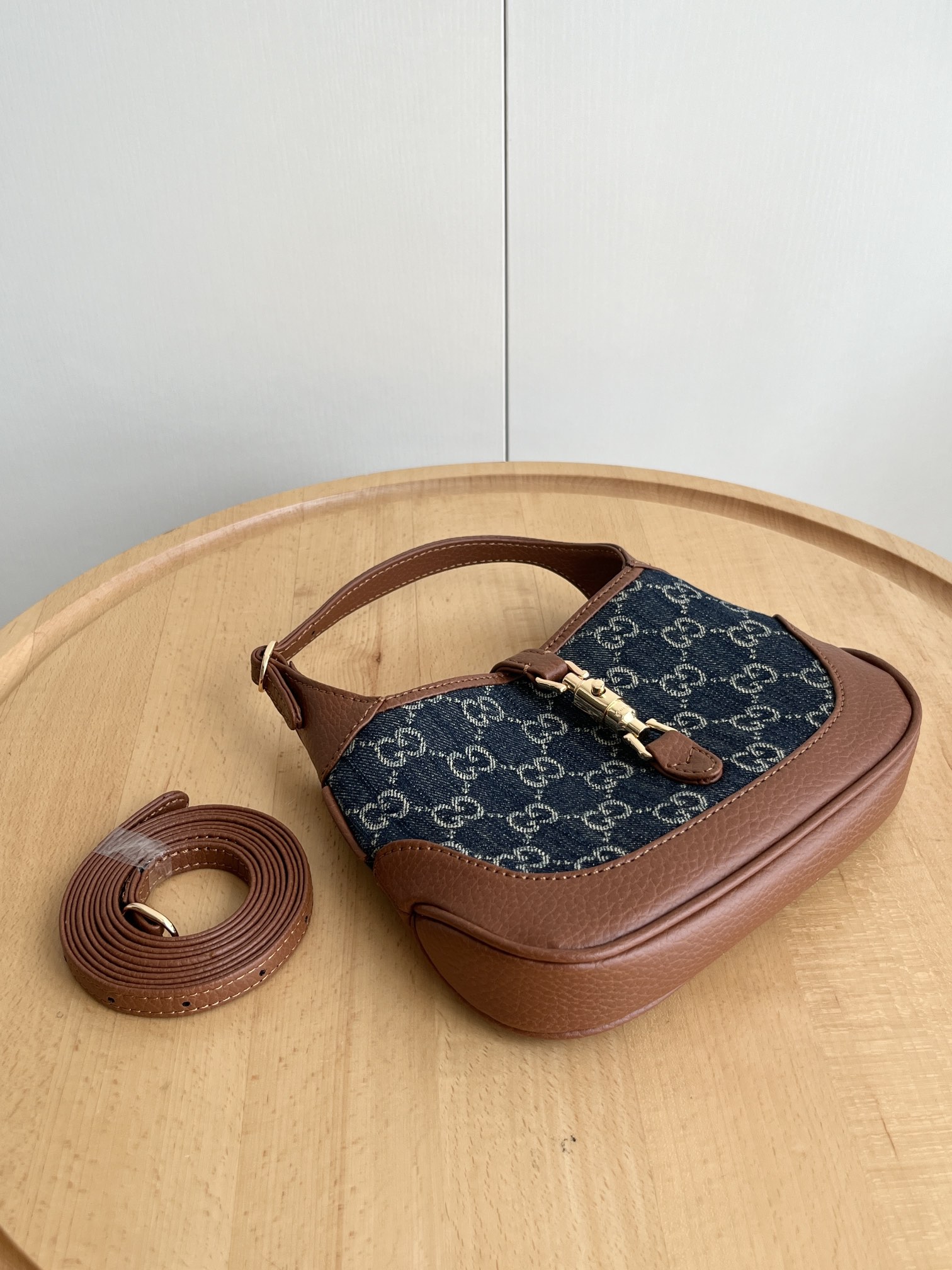 Double-G Jackie 1961 Mini Shoulder Bag GG Denim Blue/Ivory - Bag - Gorchic - $121.99