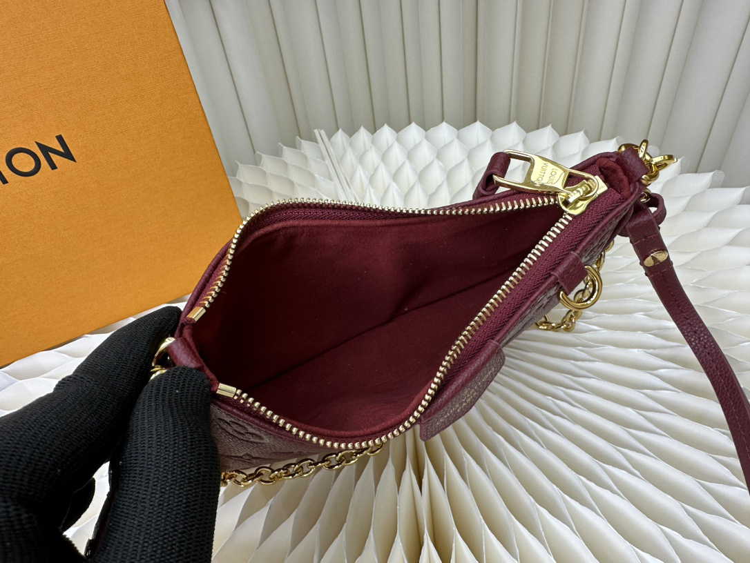 Designer Monogram Easy Pouch On Strap Handbag - Red - Gorchic - $107.99