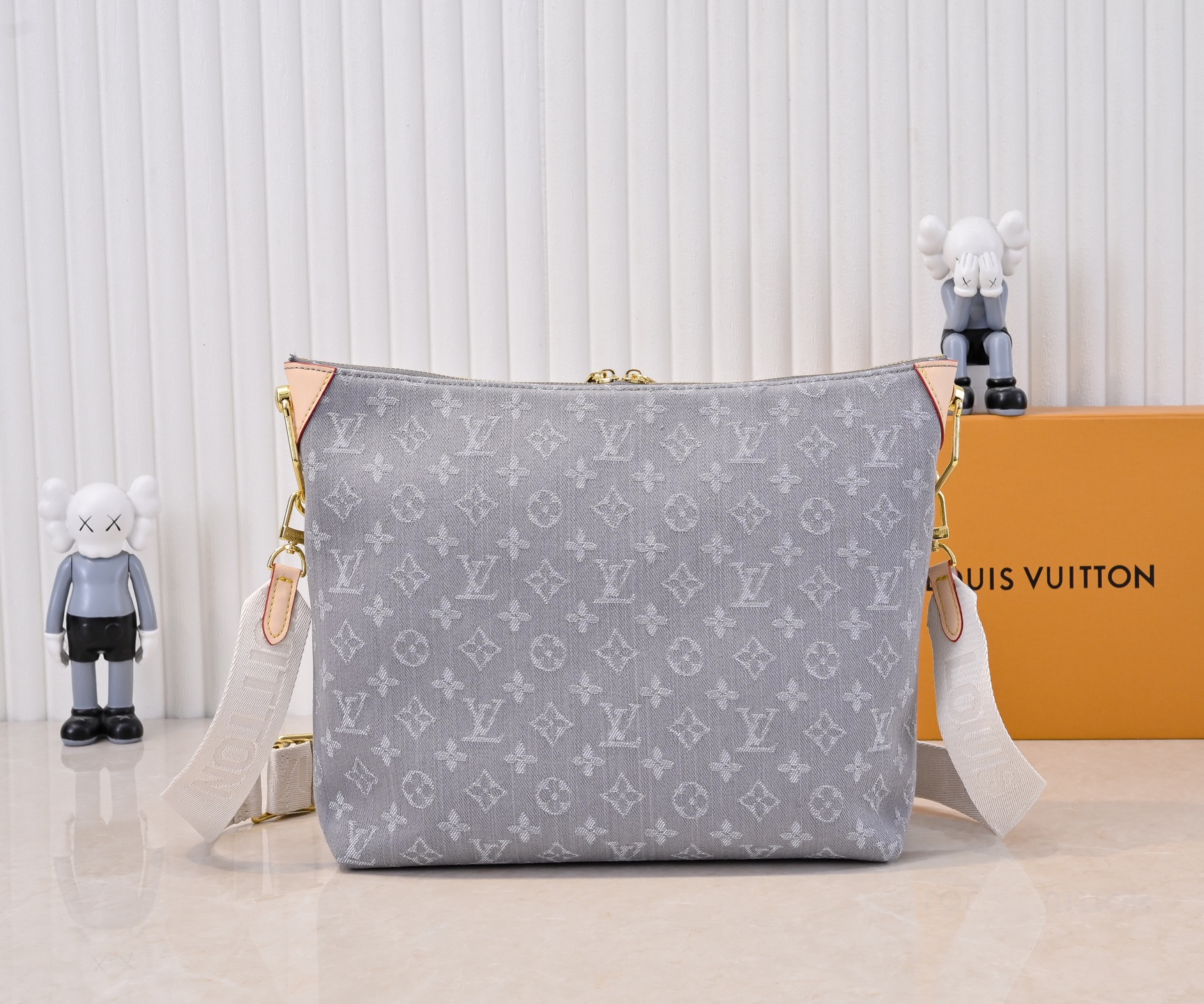 Designer Monogram Coussin Hobo MM Grey Denim Bag - Gorchic - $122.99