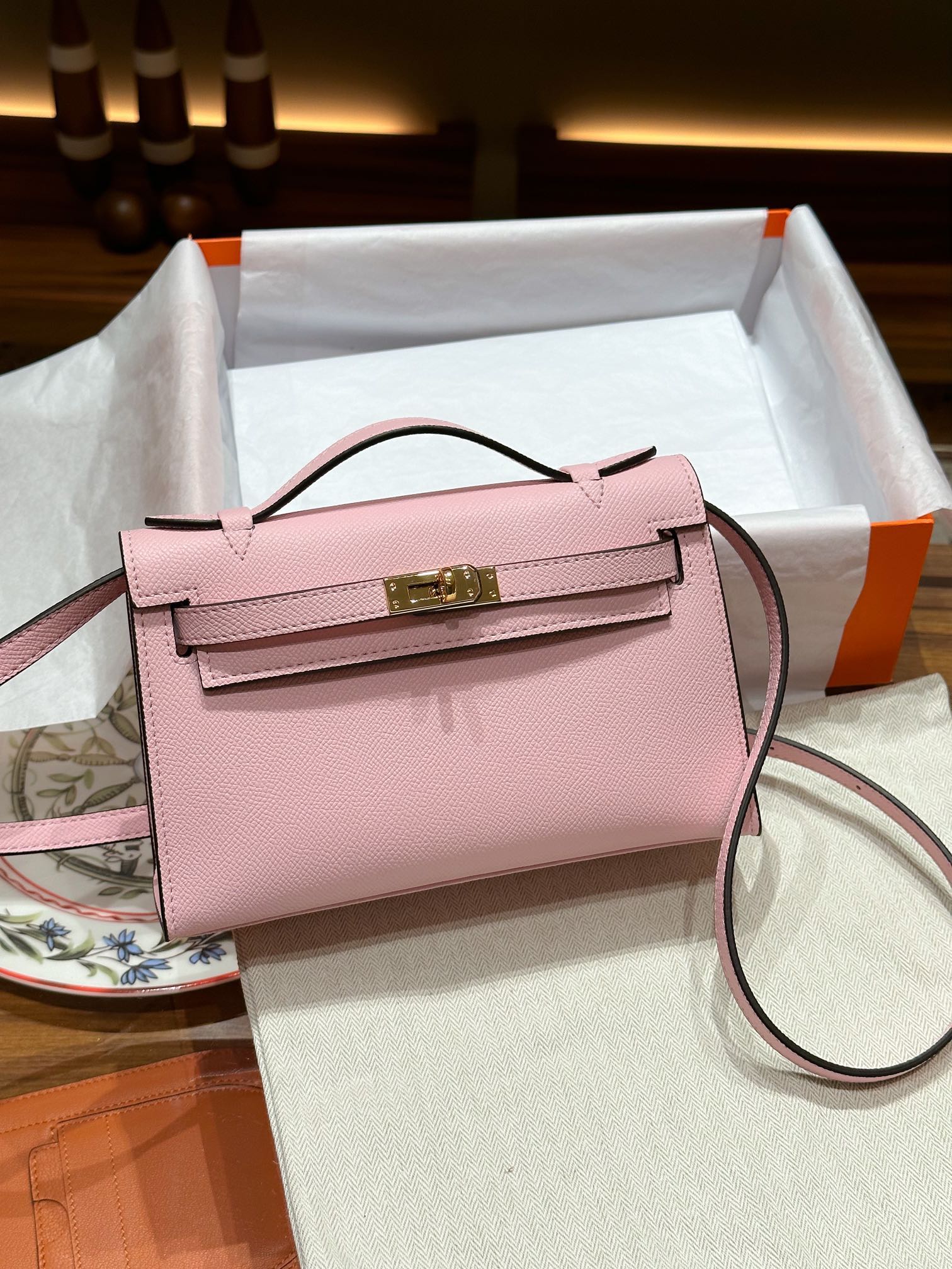 H-Inspired Kelly Mini 1st Kelly Pochette Generation Epsom Palm Leather-Pink - Gorchic - $146.99