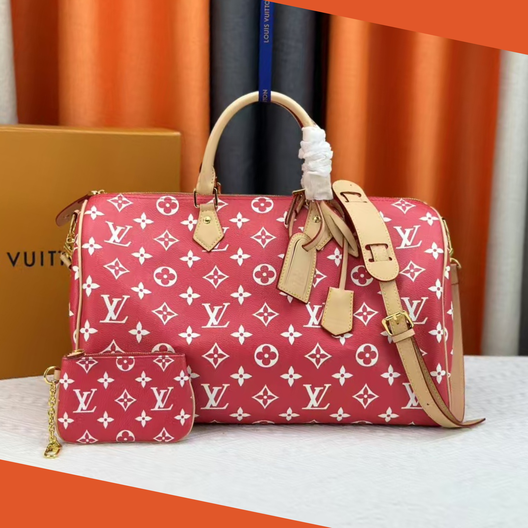 Designer Monogram Speedy P9 Bandoulière 40 - Red- Bag - Gorchic - $150.99