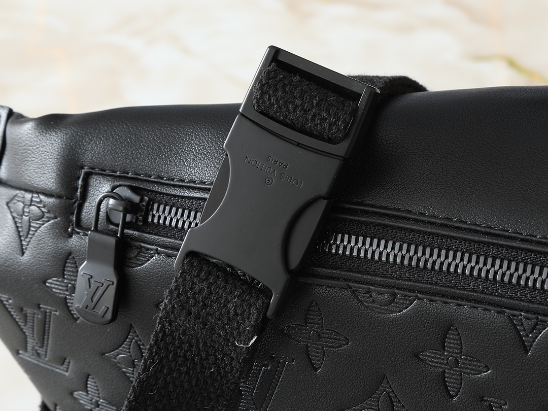 Designer Monogram Discovery Bum Bag - Black Embossed Bag - Gorchic - $123.99