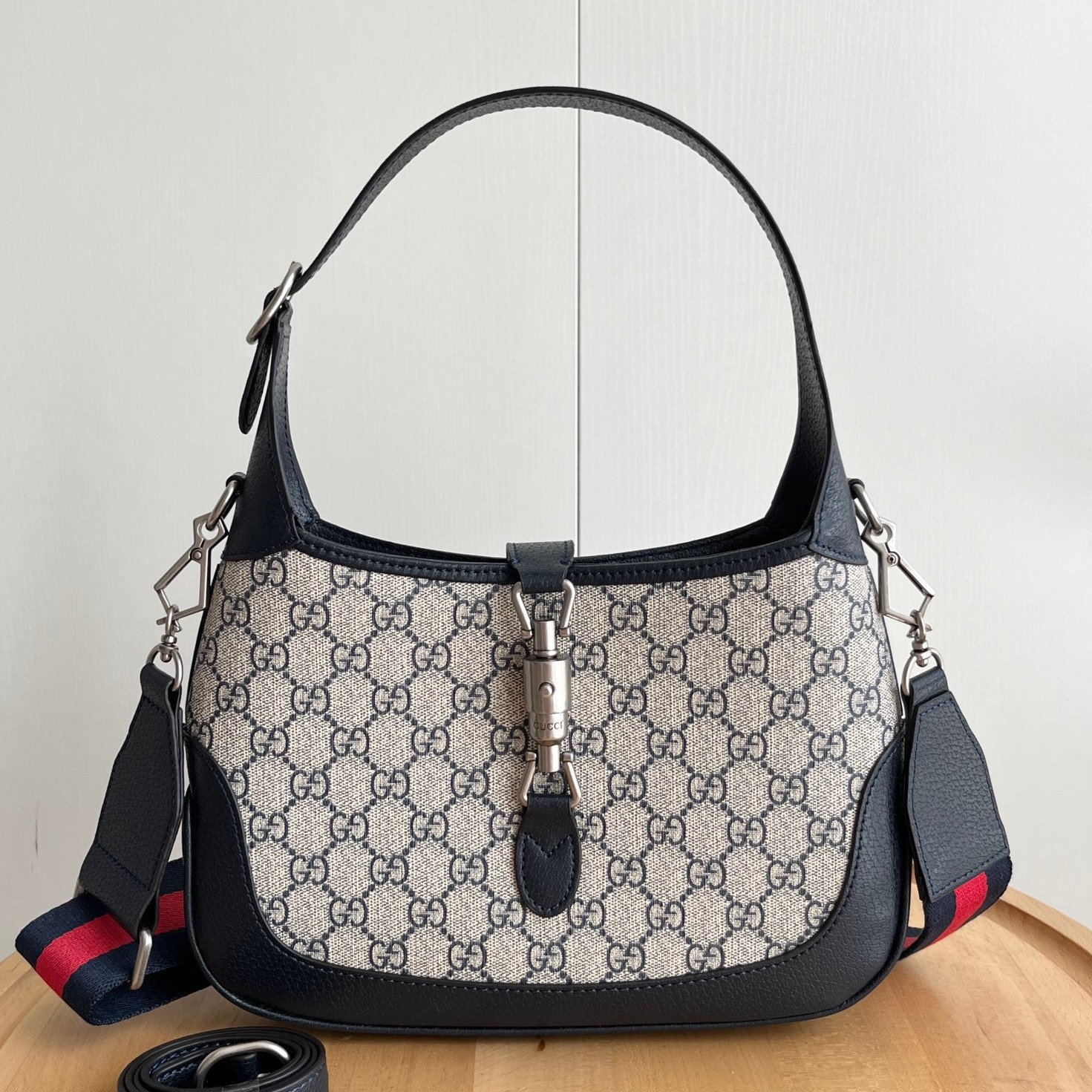 Double-G Jackie 1961 small GG shoulder bag Beige and blue GG canvas - Bag - Gorchic - $124.99