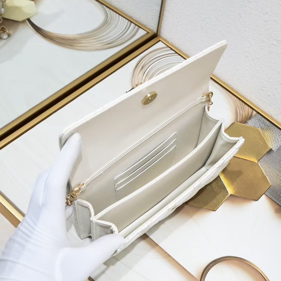 D Inspired Mini Bag Latte Cannage Lambskin - Gorchic - $142.99