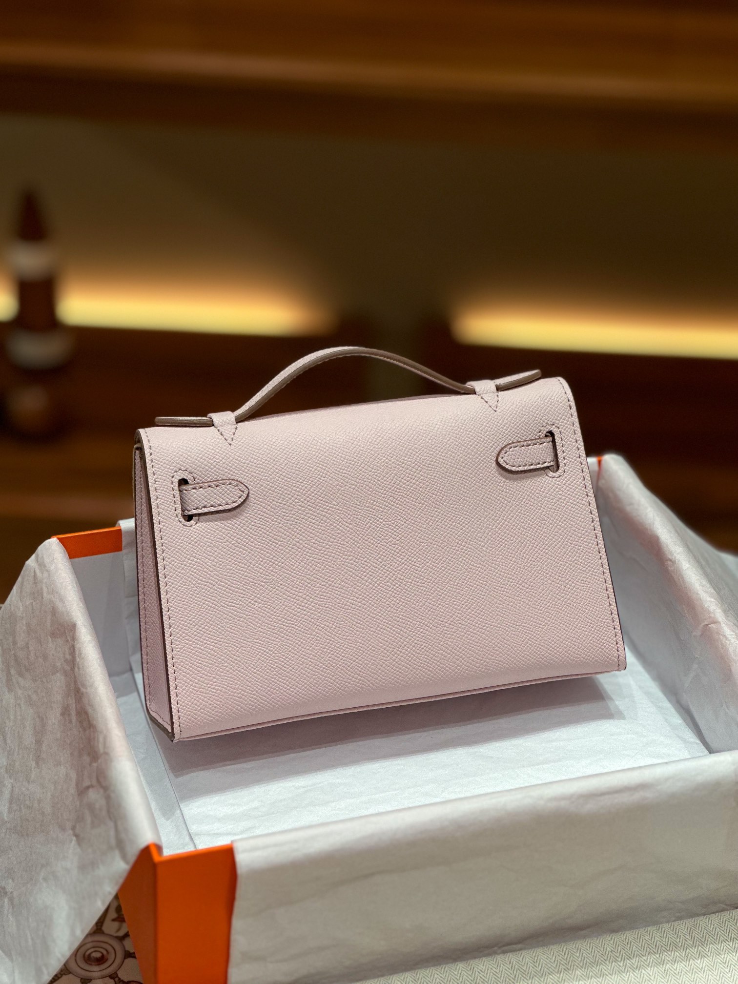 H-Inspired Kelly Mini 1st Kelly Pochette Generation Epsom Palm Leather-Light Pink - Gorchic - $143.99