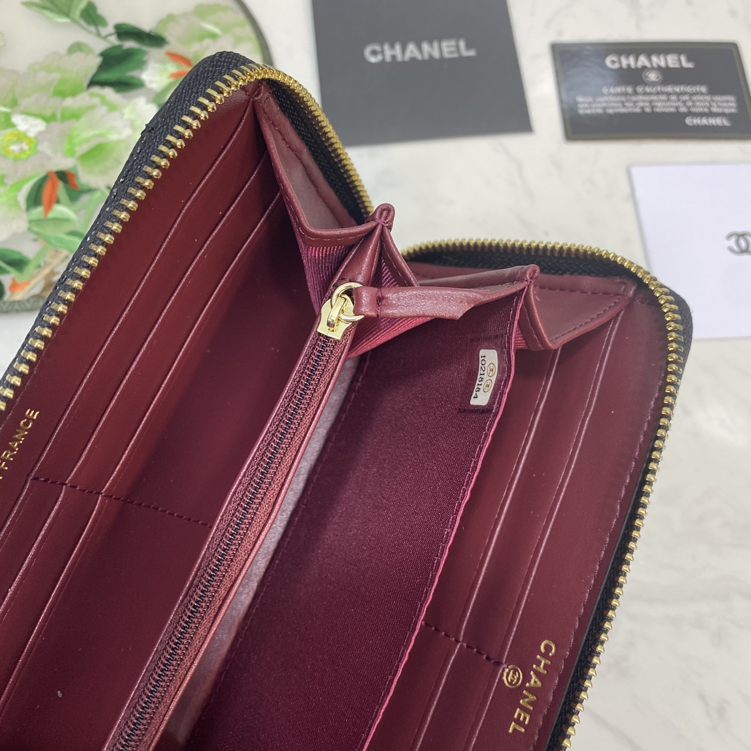 CC Inspired Boy Zip Around Wallet Quilted Caviar Long-Fishseed Pattern Gold Wallet - Gorchic - $52.99