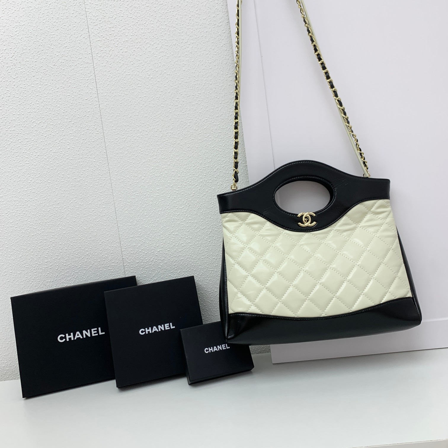CC Inspired 31 Small Shopping Bag White And Black - Bag - Gorchic - $141.99