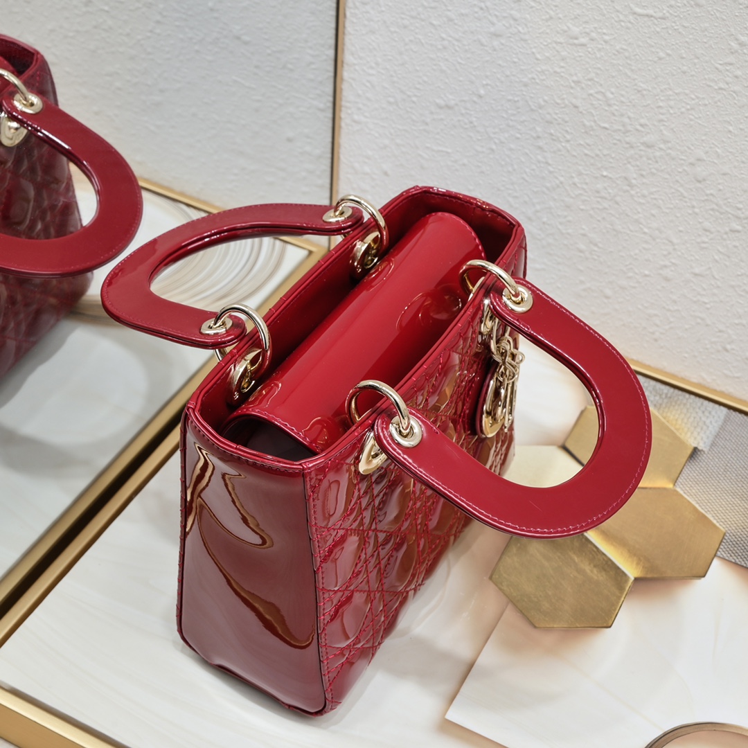 D Inspired Small Lady D Inspired Bag Red Cannage Calfskin Golden Hardware - Bag - Gorchic - $144.99