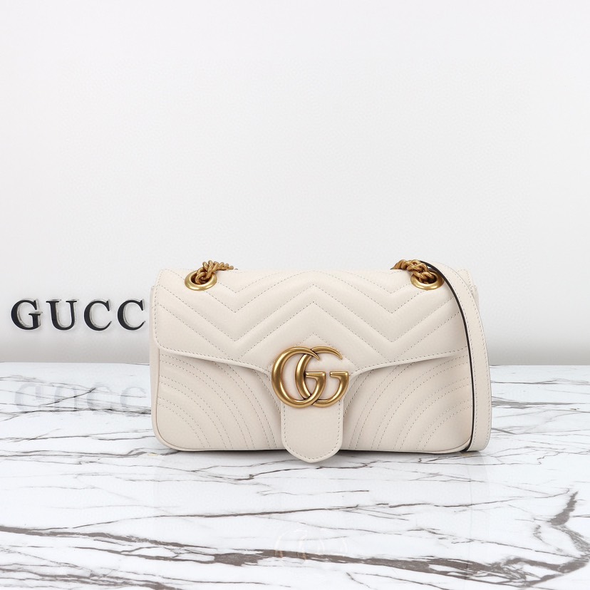 Double-G GG Marmont Small Shoulder Bag in white leather - Bag - Gorchic - $101.99