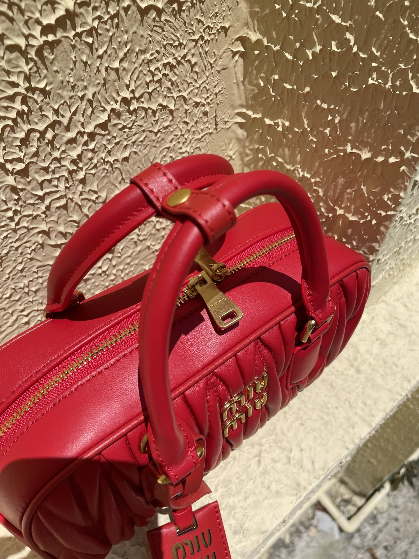 MU Arcadie matelassé nappa leather bag Red S-wide Size - Bag - Gorchic - $131.99