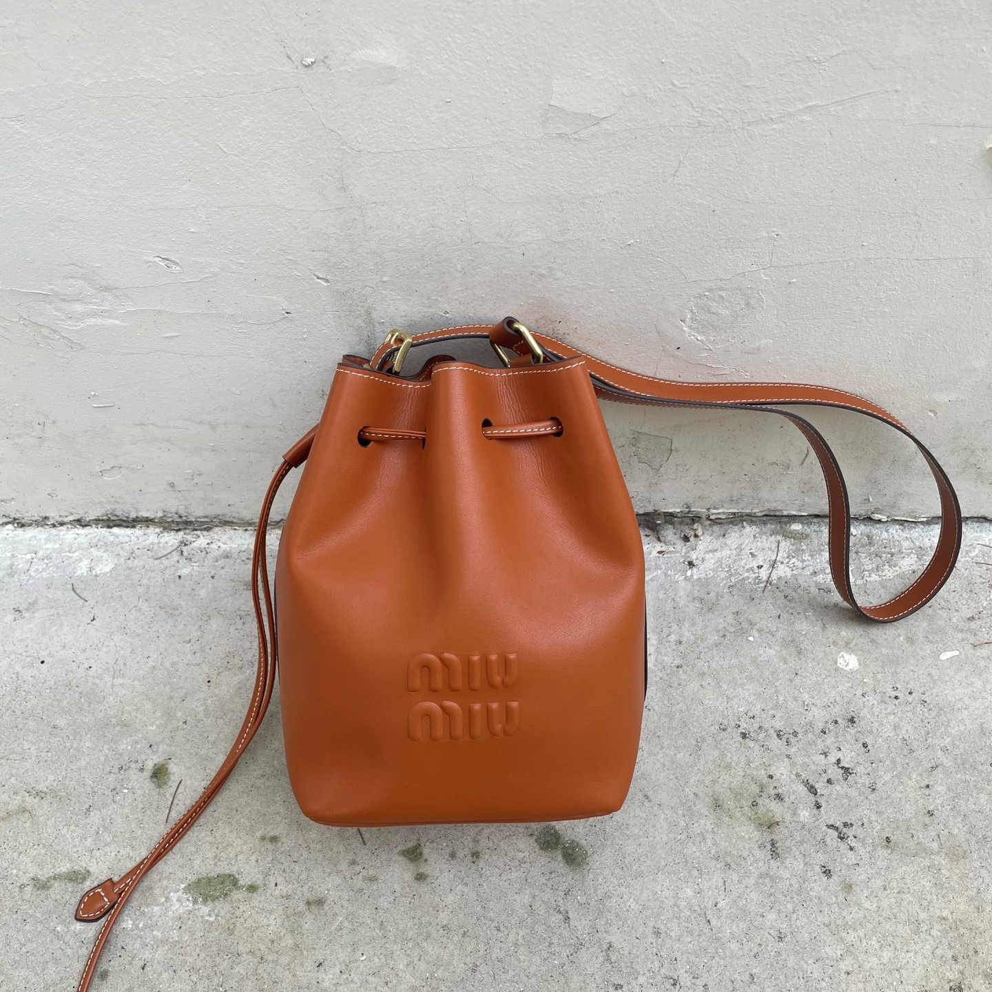 MU Leather bucket bag-Brown - Bag - Gorchic - $129.99