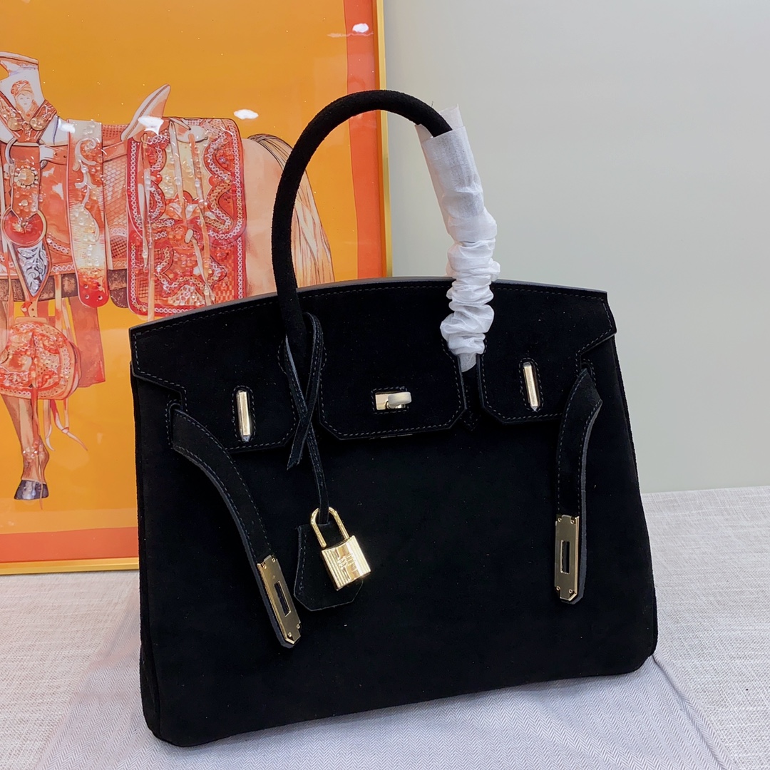 H-Inspired Birkin Bag Doblis Bag Golden Hardware-Black Bag - Gorchic - $181.99