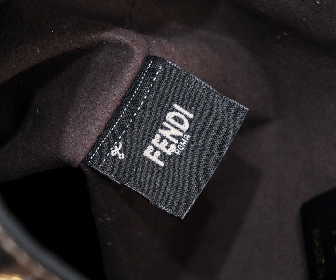 FD Brown/Black Zucca Leather Mini Mon Tresor Drawstring Bucket Bag - Gorchic - $125.99