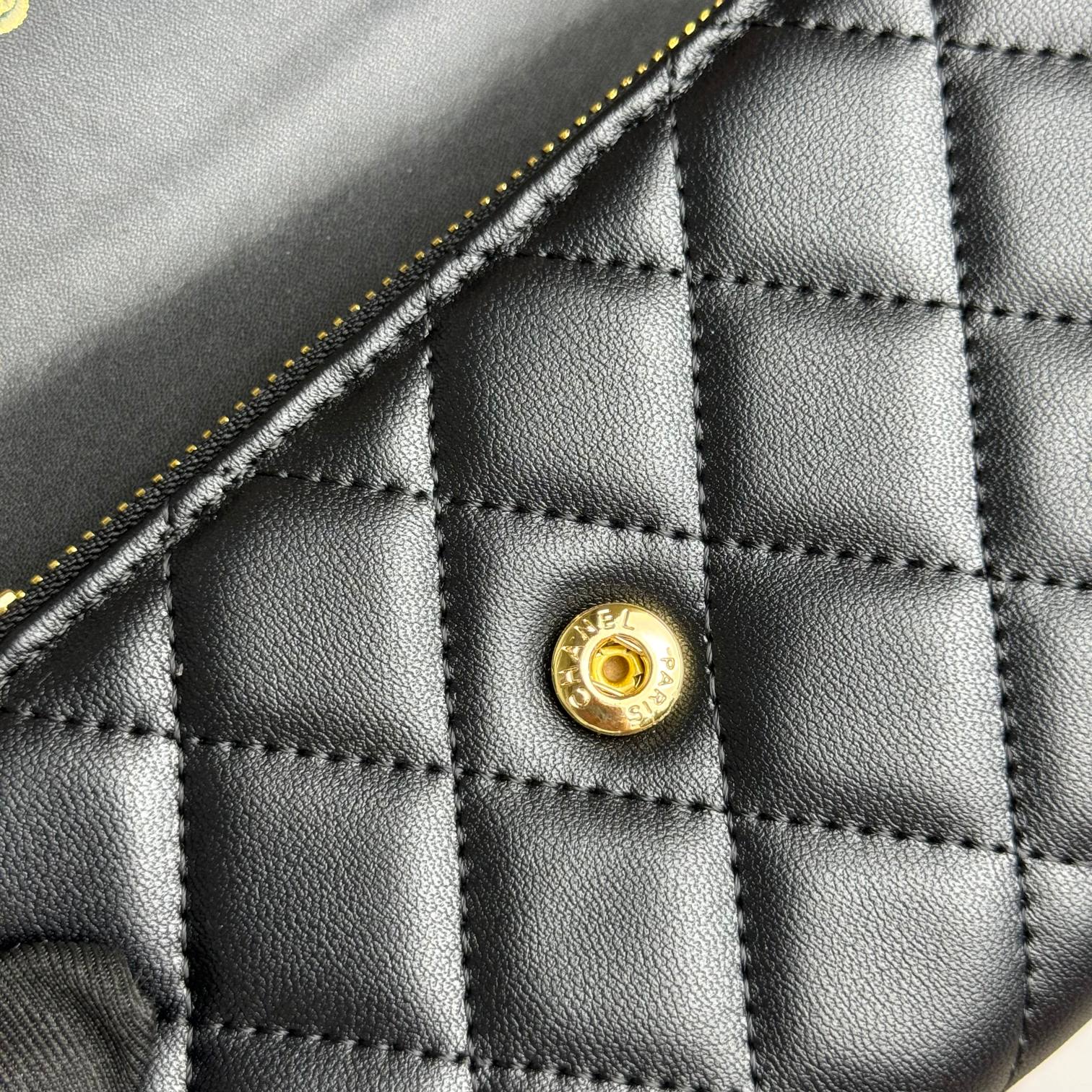 CC Inspired Counterfeit Caviar Leather Wallet-Black Gold Wallet - Gorchic - $59.99