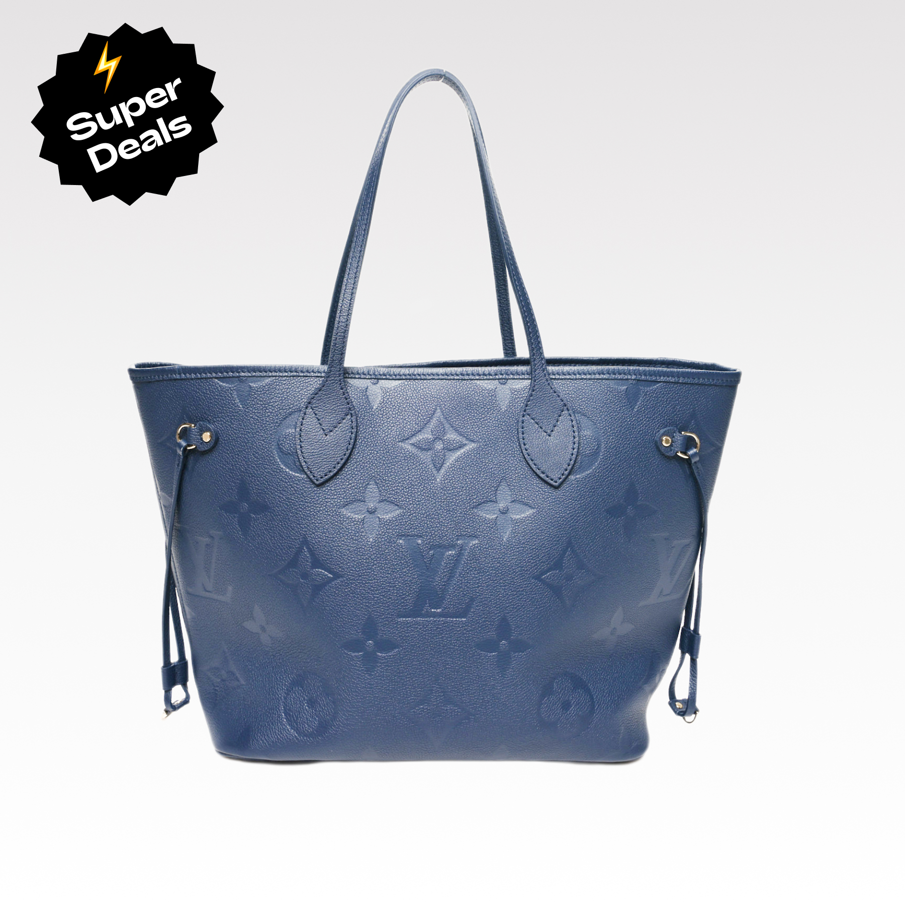 Designer Monogram Empreinte Leatherr Canvas Neverfull MM Navy Bag - Gorchic - $118.99