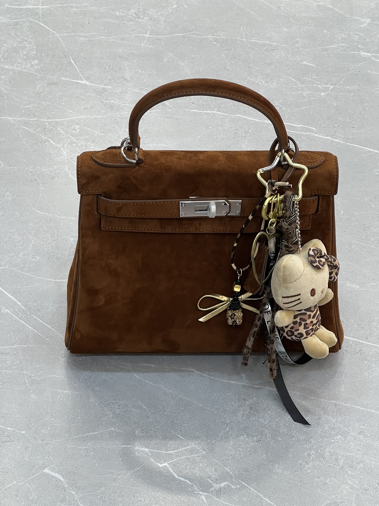 H-Inspired Kelly Haze Dark Brown Suede (On Key Chain) - Handbags - Gorchic - $200.99
