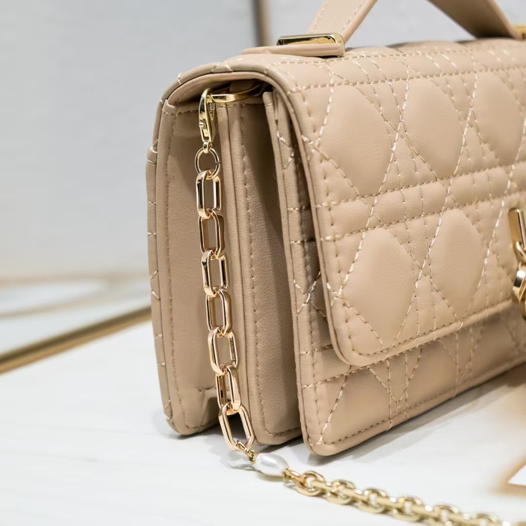 D Inspired Mini Bag Powder Beige Cannage Lambskin - Gorchic - $142.99