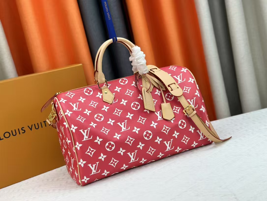 Designer Monogram Speedy P9 Bandoulière 40 - Red- Bag - Gorchic - $150.99