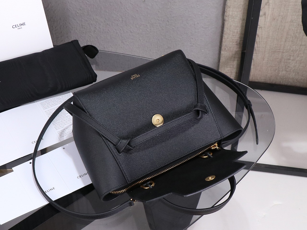 CL MICRO BELT BAG IN GRAINED CALFSKIN BLACK - Bag - Gorchic - $180.99