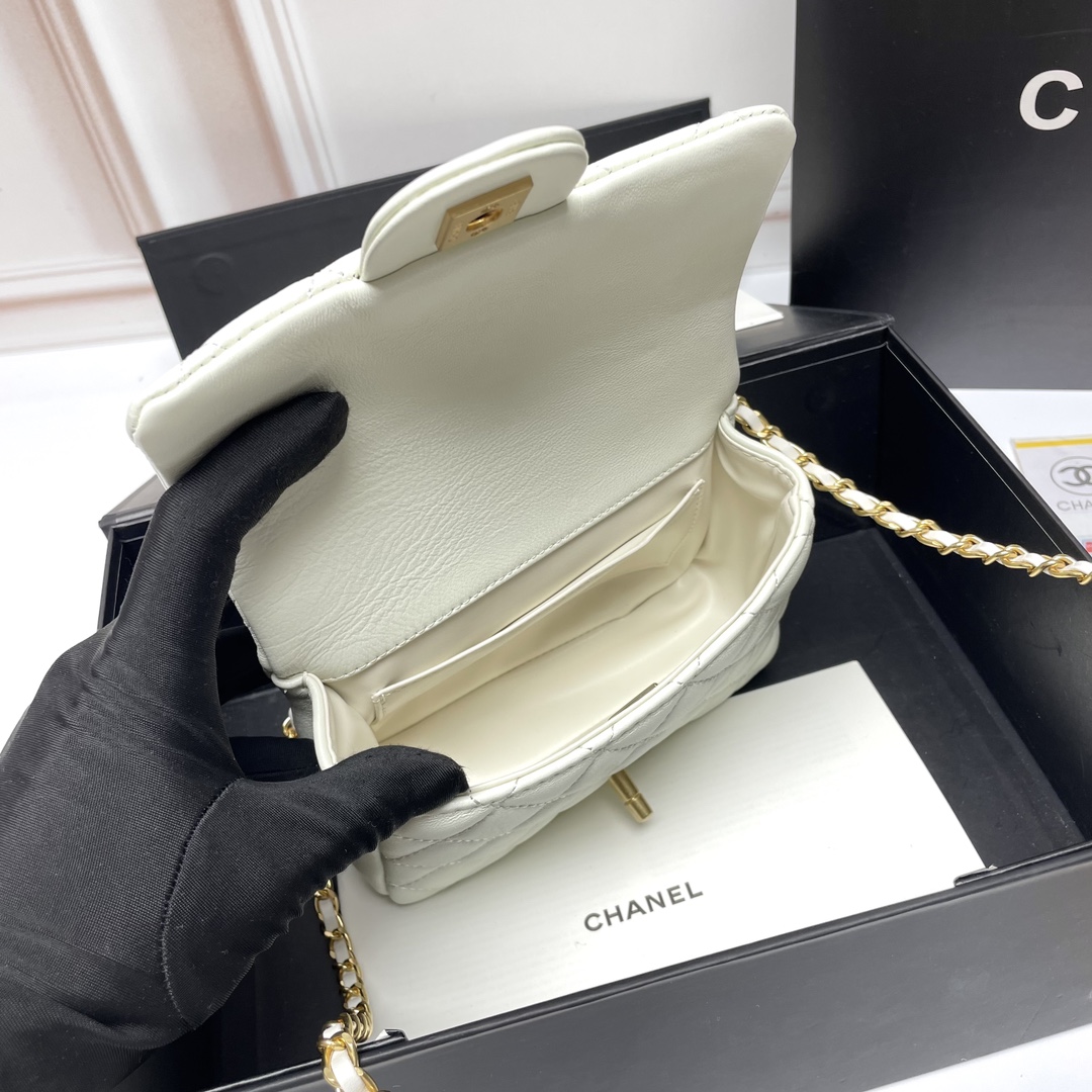 CC Inspired 17c Ivory Caviar Rectangle Mini Gold Hardware - Bag - Gorchic - $128.99
