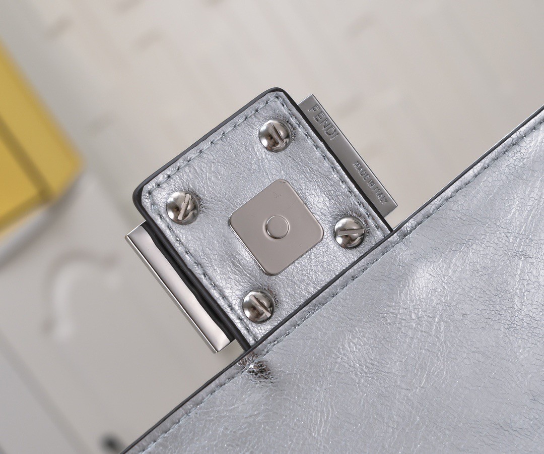 FD Sier Metallic Nappa Embossed Baguette Bag - Gorchic - $138.99