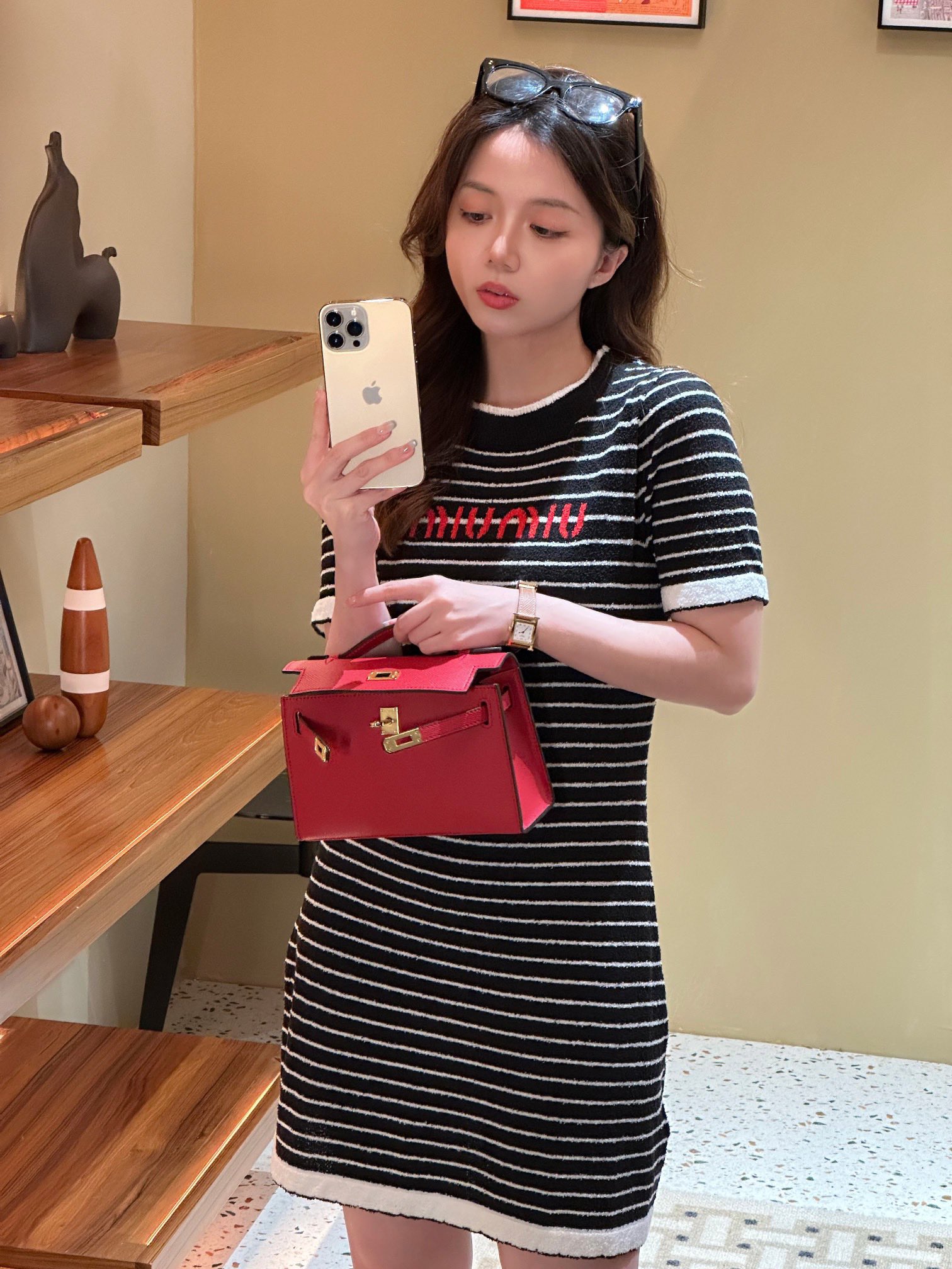 H-Inspired Kelly Mini 1st Kelly Pochette Generation Epsom Palm Leather-Red - Gorchic - $146.99