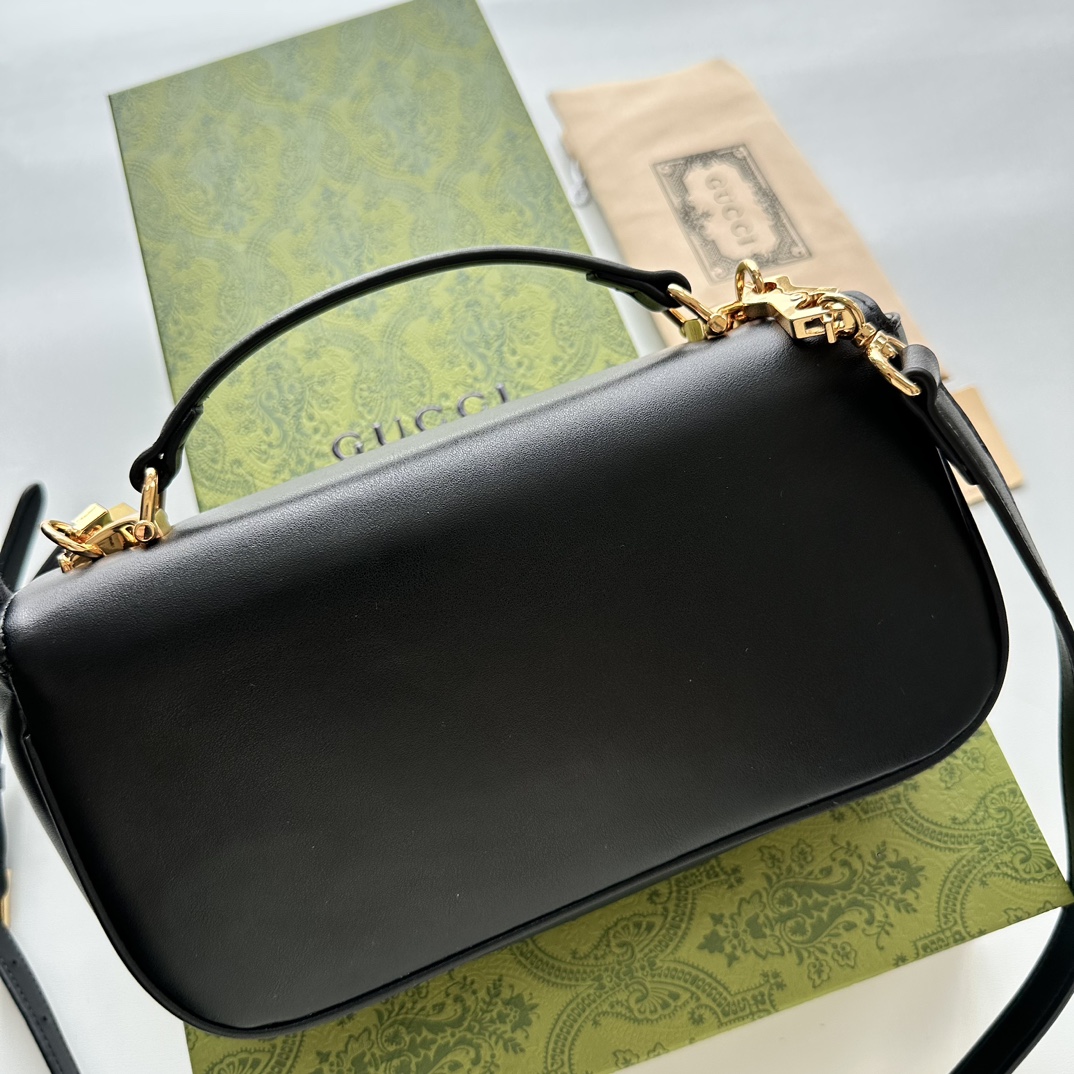 Double-G Horsebit 1955 Small Black Leather Shoulder Bag - Gorchic - $121.99
