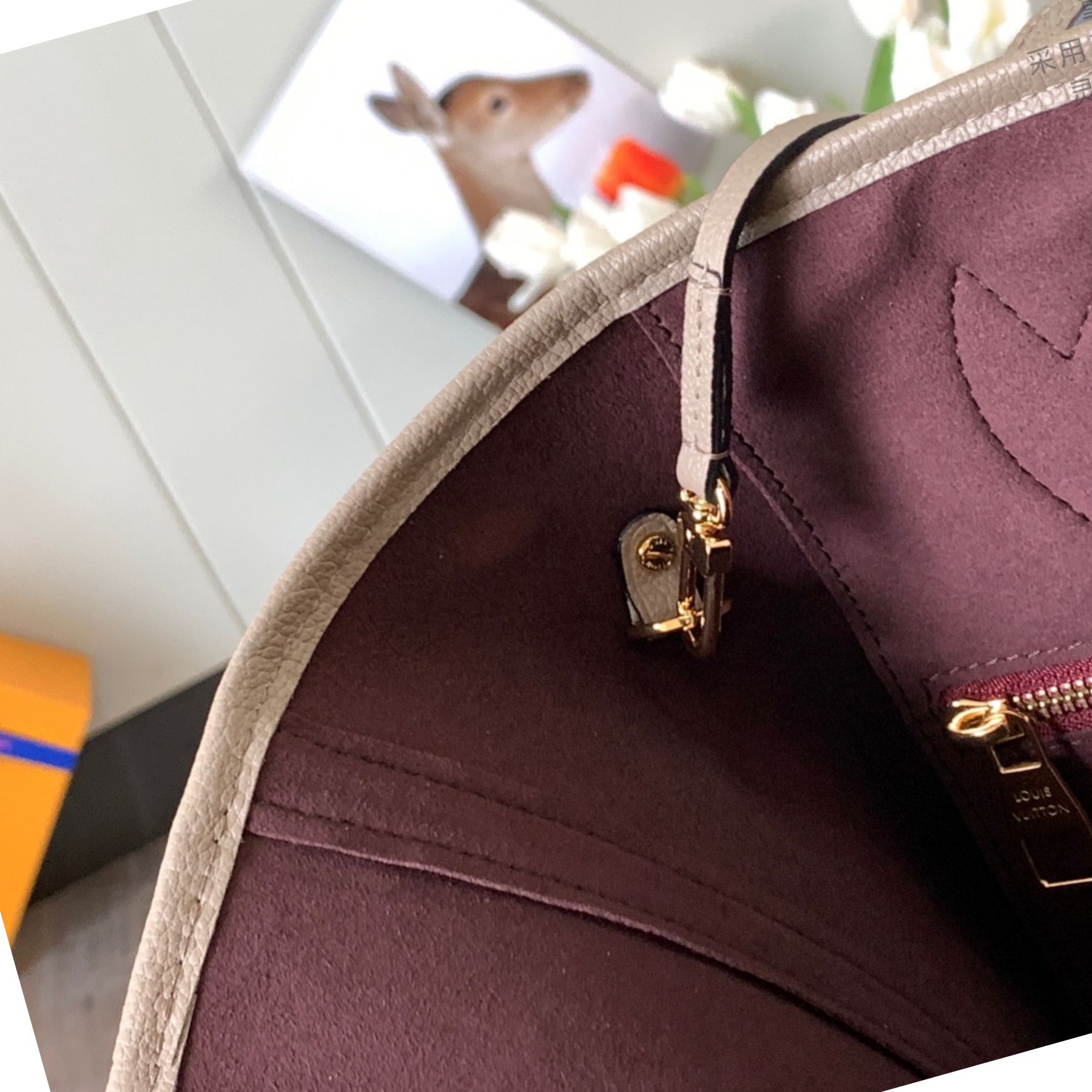 Designer Monogram Neverfull Elephant Gray Embossed Medium Handbag - Gorchic - $118.99