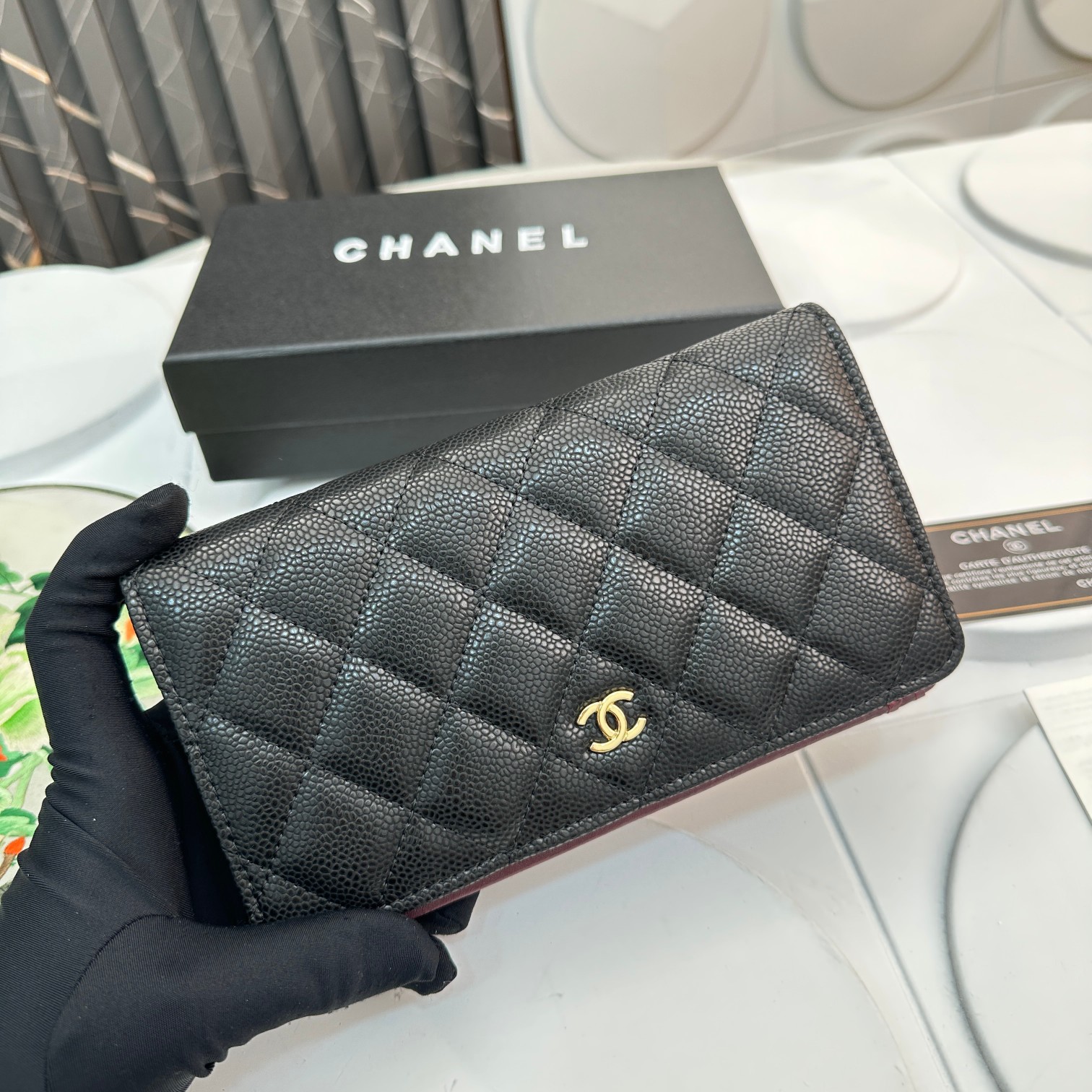 CC Inspired Wallet Quilted Caviar Gold-tone Black Wallet - Bag - Gorchic - $90.99