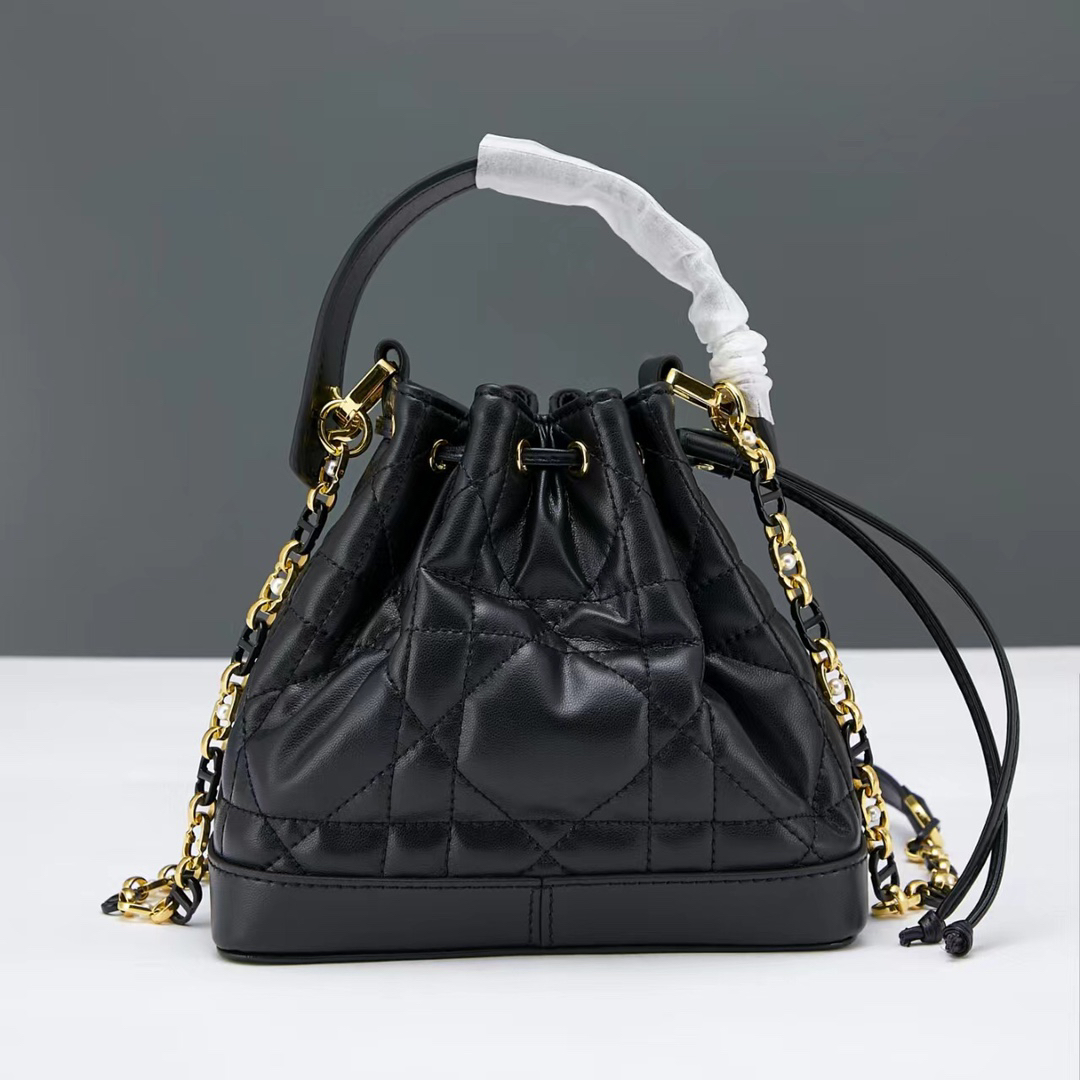 Small D Inspired Jolie Bucket Bag-Black - Bag - Gorchic - $135.99
