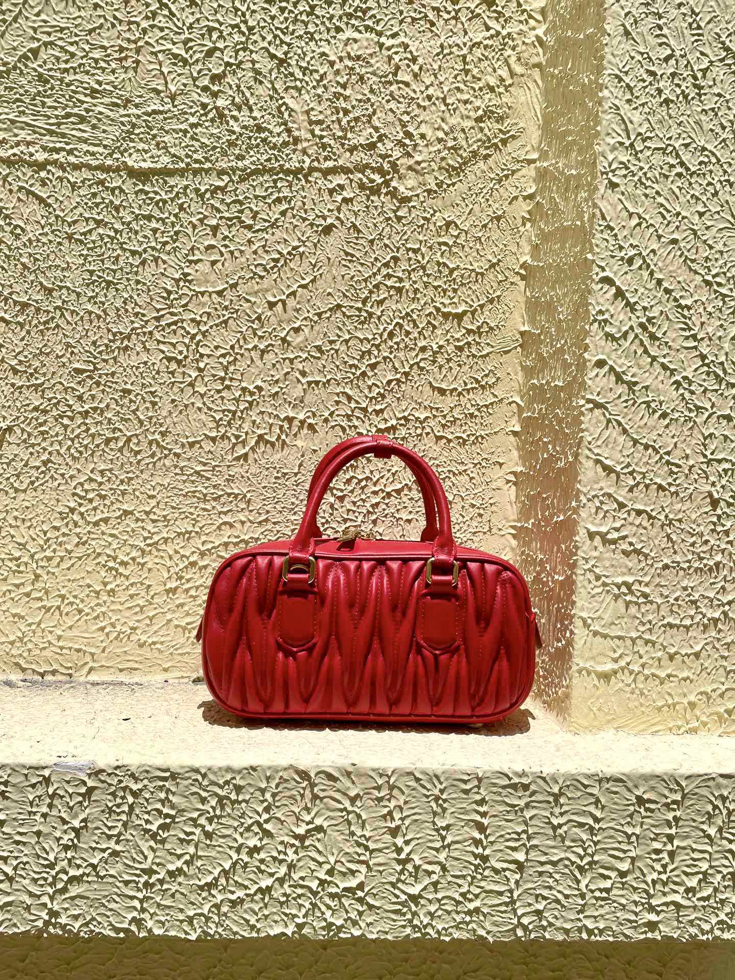 MU Arcadie matelassé nappa leather bag Red S-wide Size - Bag - Gorchic - $131.99