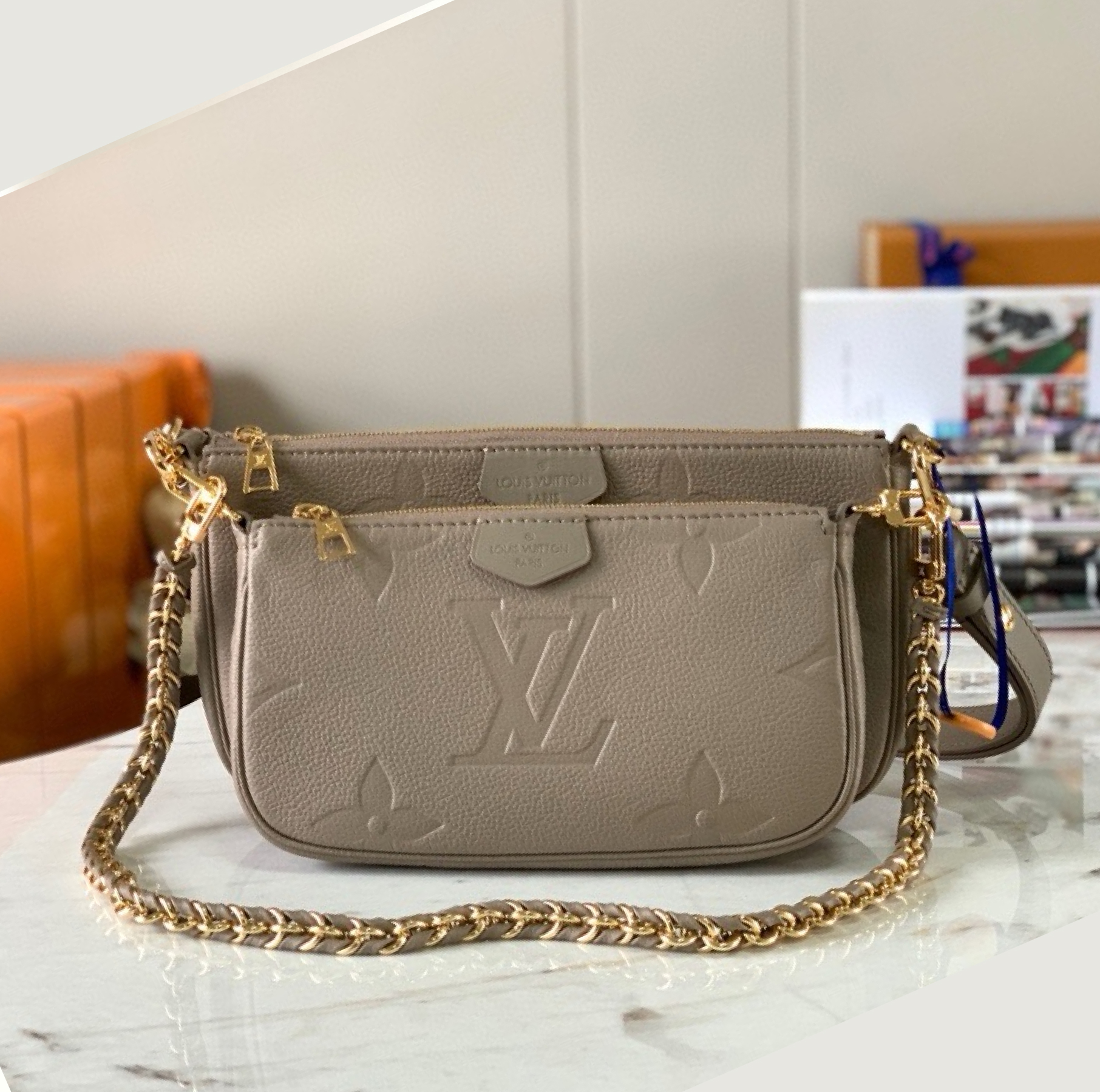 Designer Monogram Multi Pochette Accessoires Crossbody Grey Bag - Gorchic - $108.99