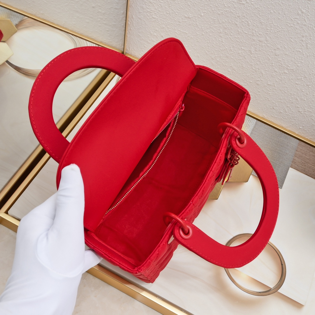 D Inspired Medium Lady D Inspired Bag Red Ultramatte Calfskin - Bag - Gorchic - $146.99