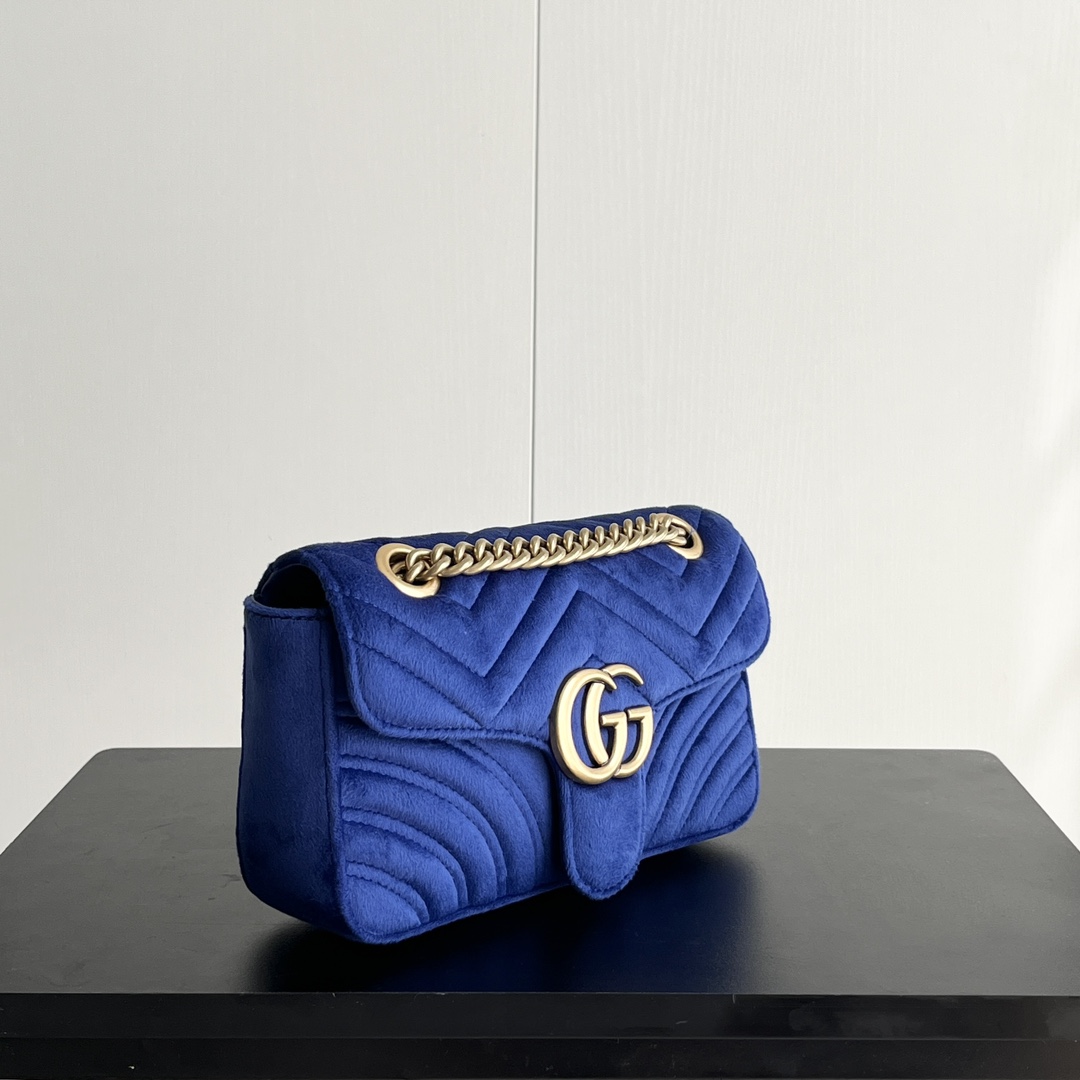 Double-G GG Marmont Veet Collection - Blue Bag - Gorchic - $131.99