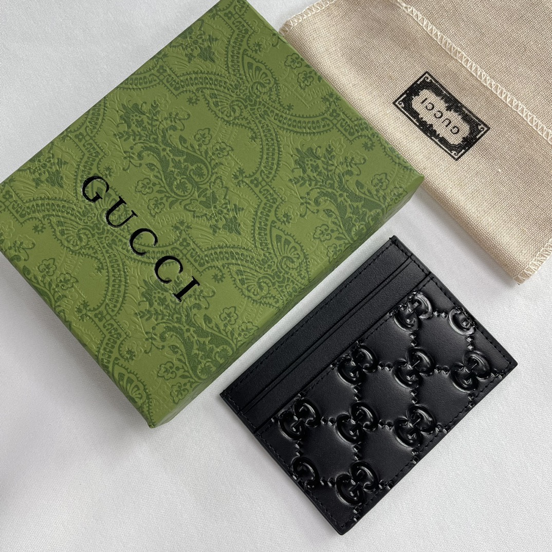 Double-G GG rubber-effect card case black-wallet - Gorchic - $35.99